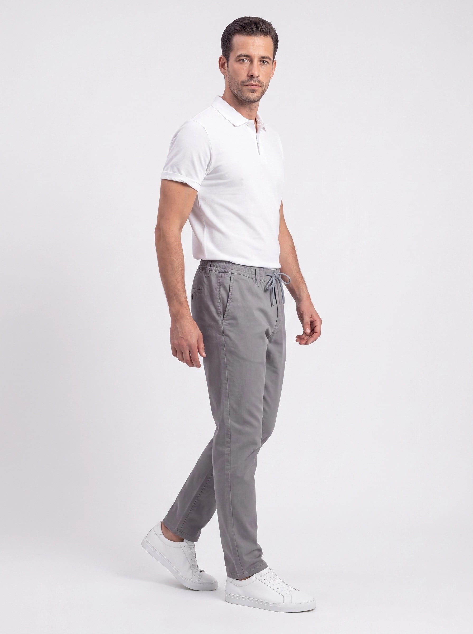 Gri Belden Bağlamalı Dynamic Fit Erkek Jogger Pantolon
