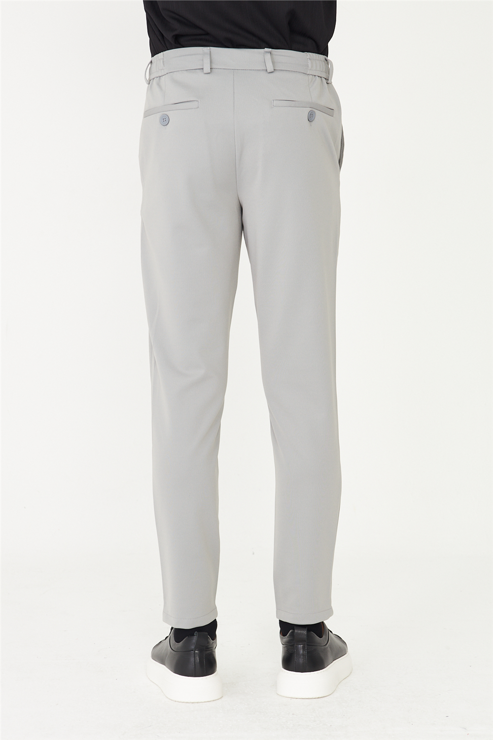 Gri Modern Kesim Bağcıklı Smart Casual Jogger Pantolon