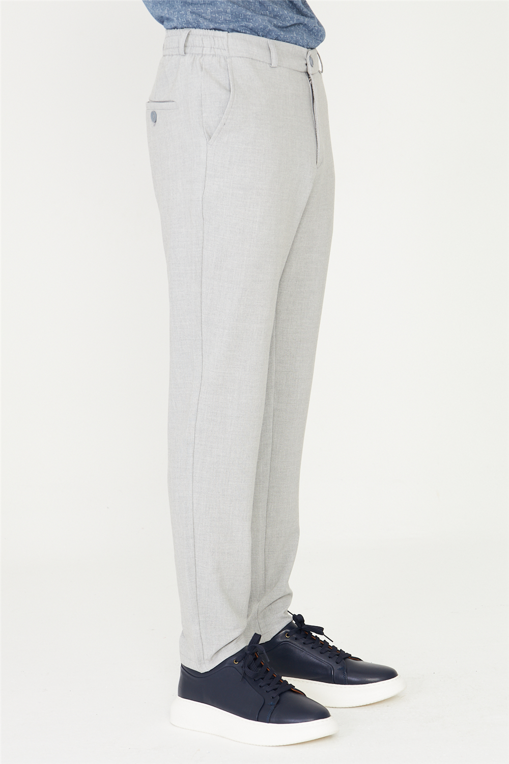 Gri Klasik Kesim Kumaş Pantolon Slim Fit