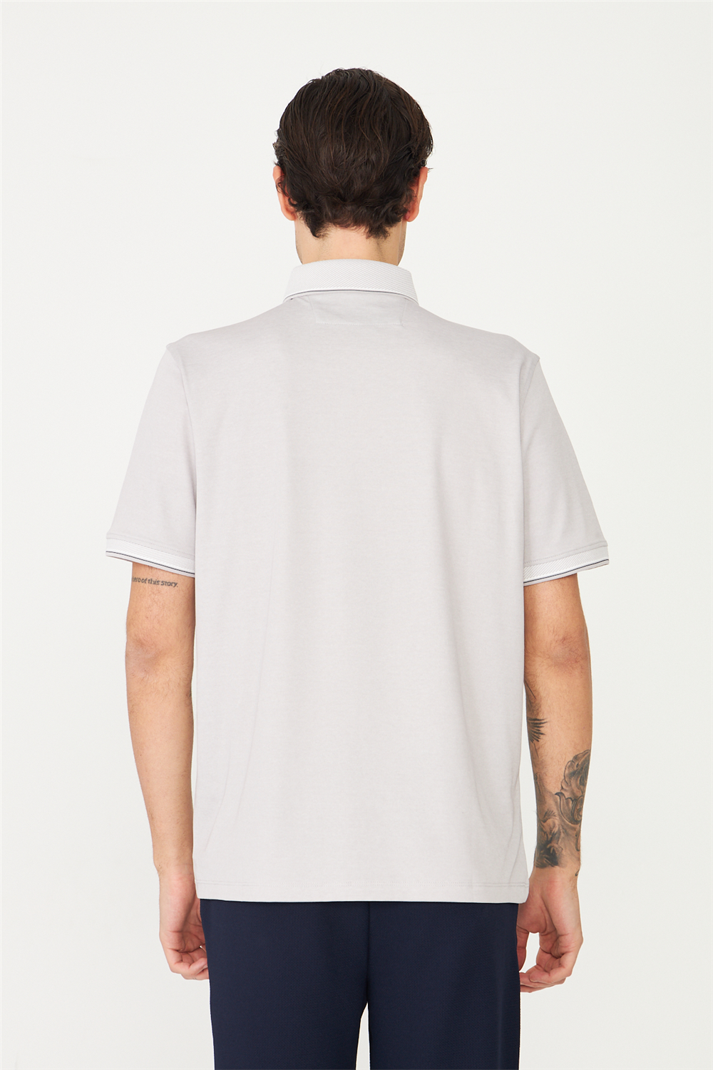 Gri Polo Yaka T-Shirt 