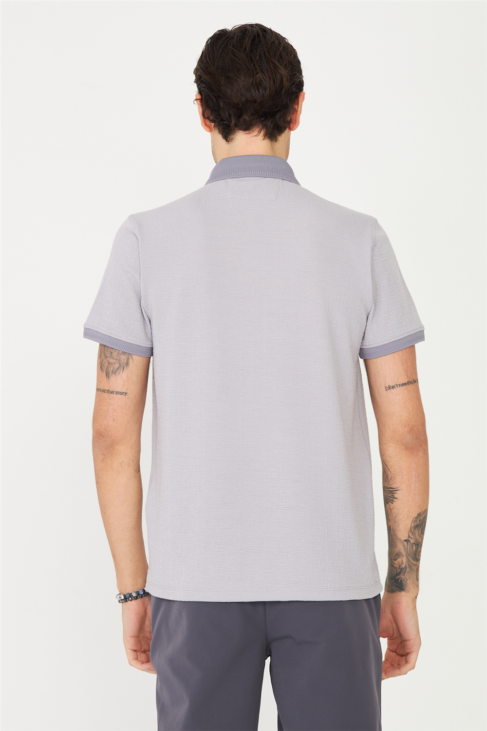 Gri Polo Yaka T-Shirt 