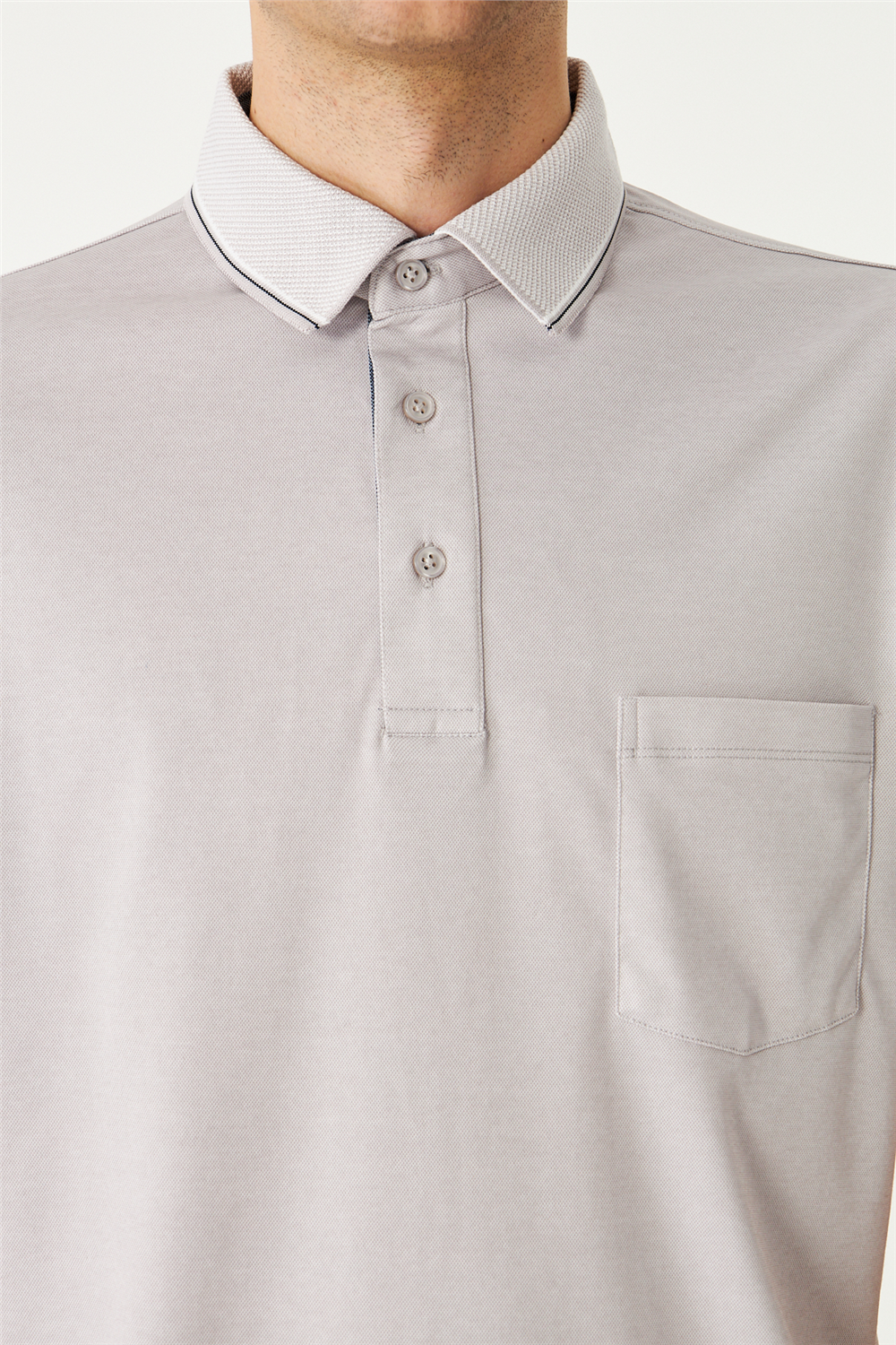 Gri Polo Yaka T-Shirt 