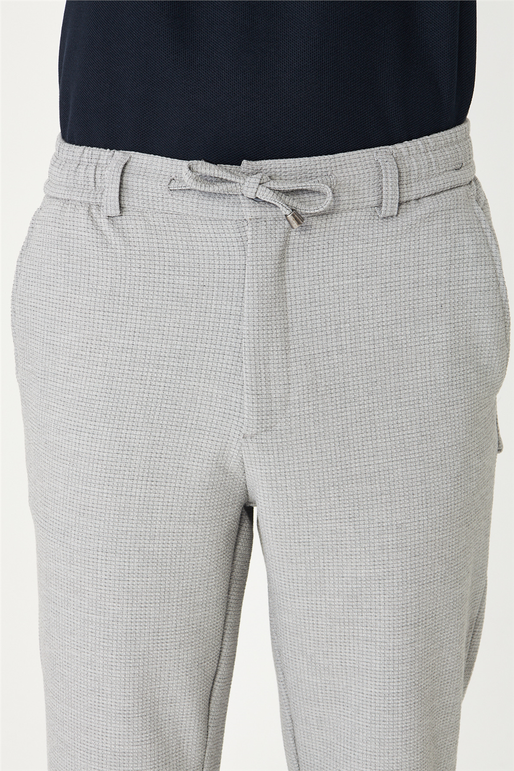Gri Bağcıklı Smart Casual Pantolon