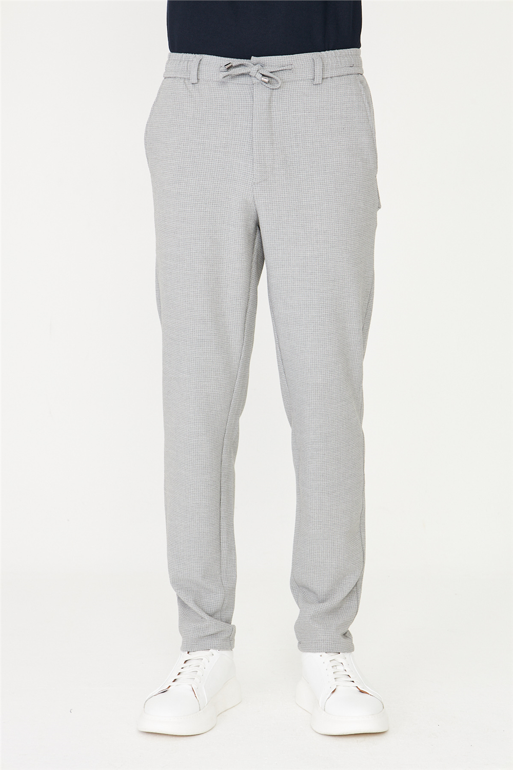 Gri Bağcıklı Smart Casual Pantolon