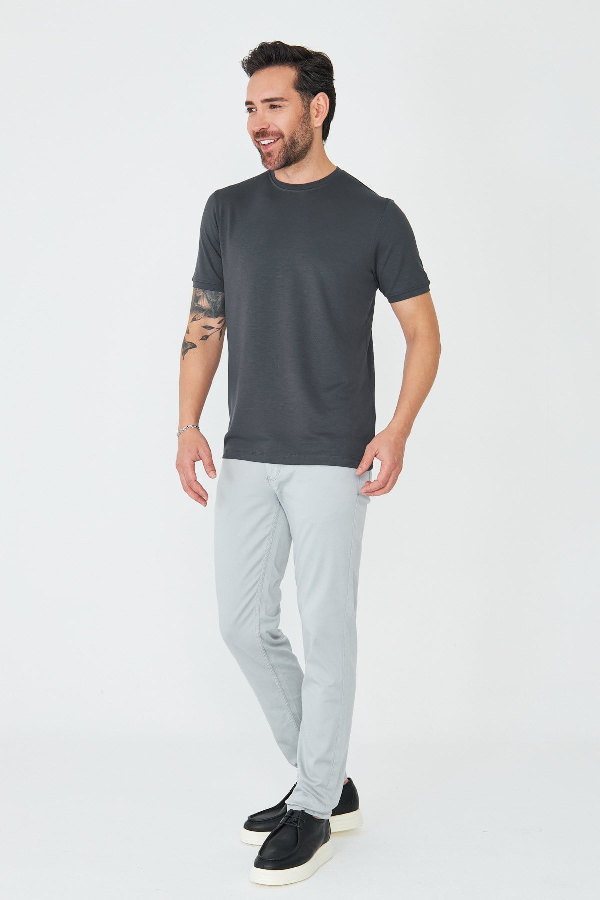 Gri Tencel Kumaş Erkek Yazlık Chino Pantolon