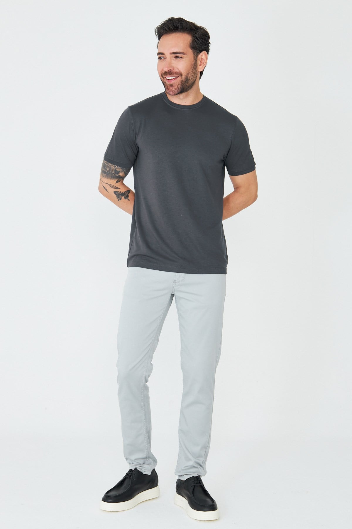 Gri Tencel Kumaş Erkek Yazlık Chino Pantolon