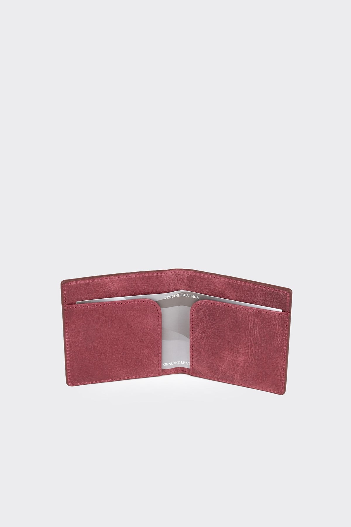 Hakiki Deri Bordo Kağıt Para Bölmeli Premium Kartlık