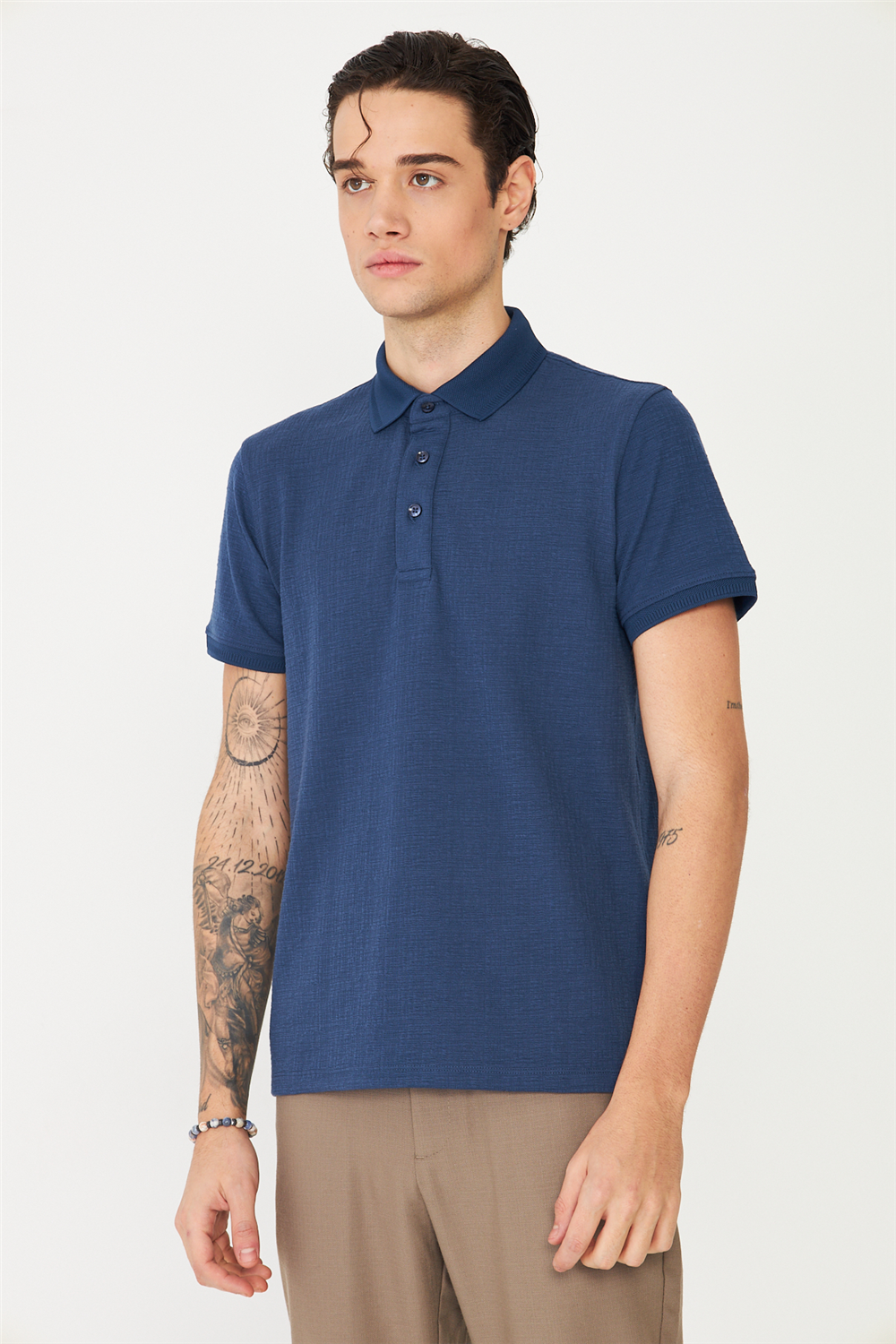 İndigo Polo Yaka T-Shirt 