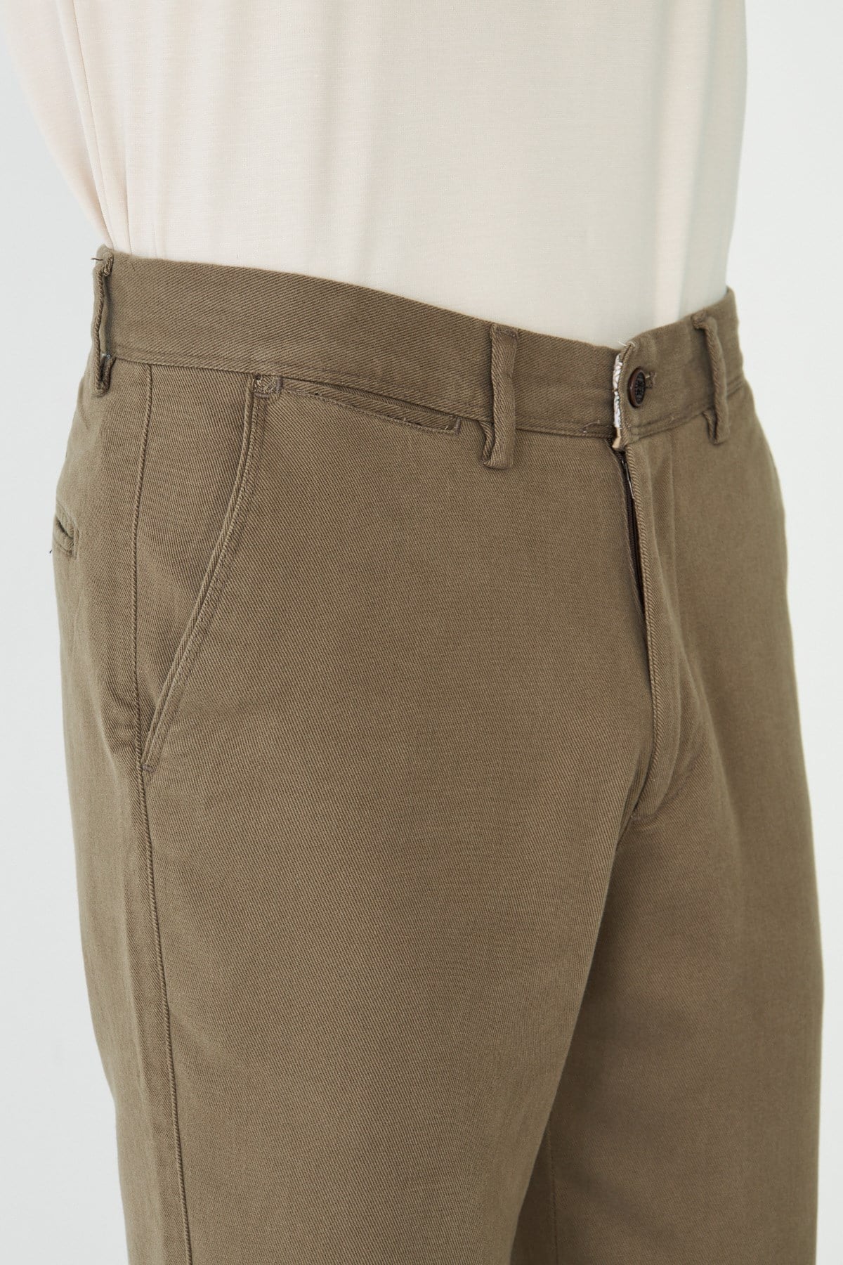 Koyu Bej Modern Kesim Chino Erkek Spor Pantolon