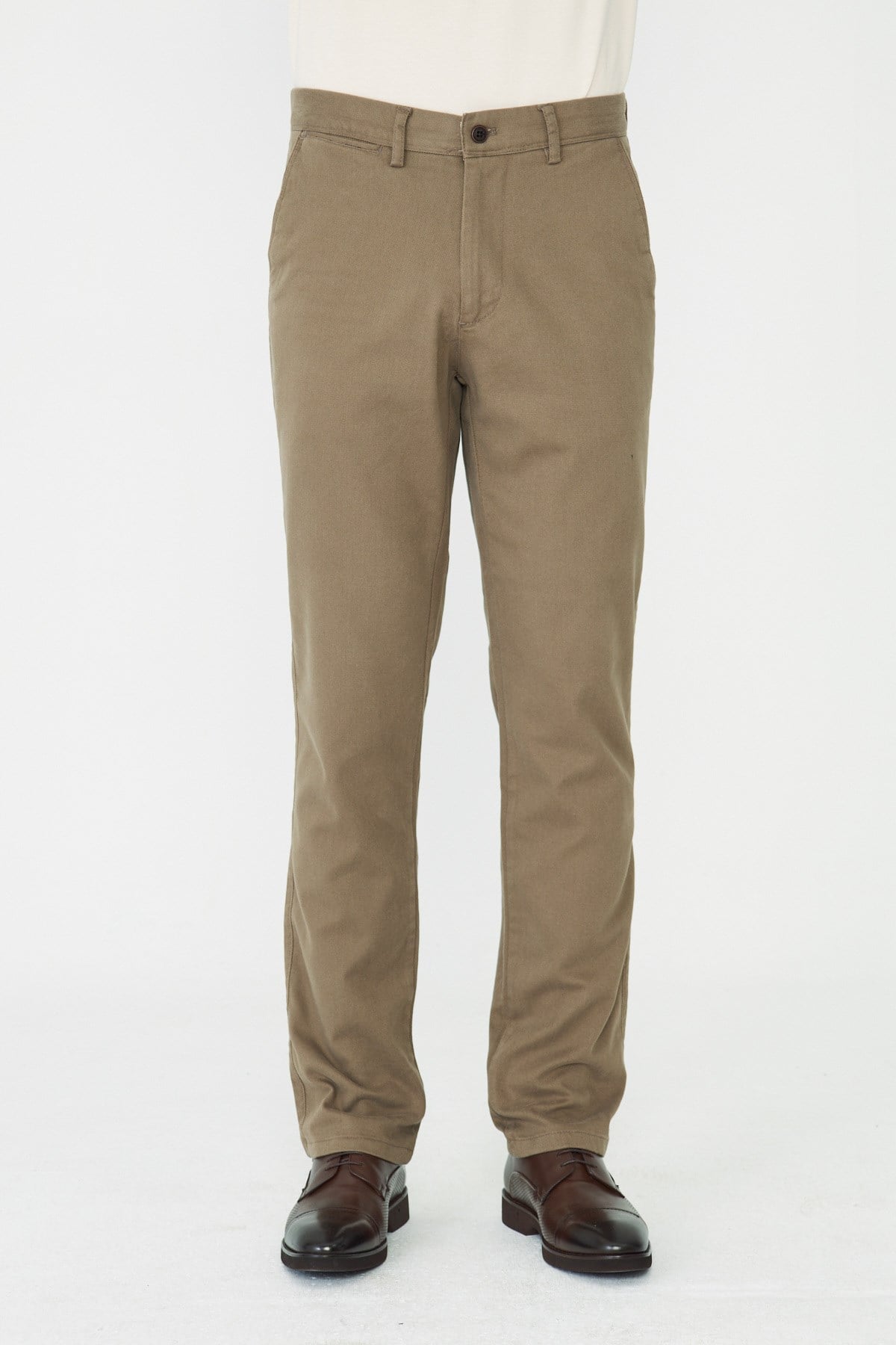 Koyu Bej Modern Kesim Chino Erkek Spor Pantolon