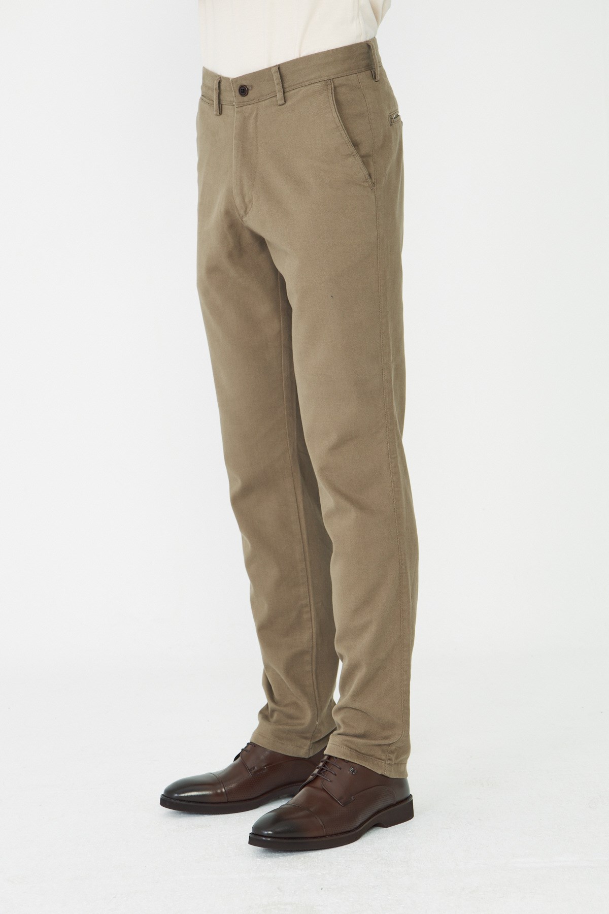 Koyu Bej Modern Kesim Chino Erkek Spor Pantolon