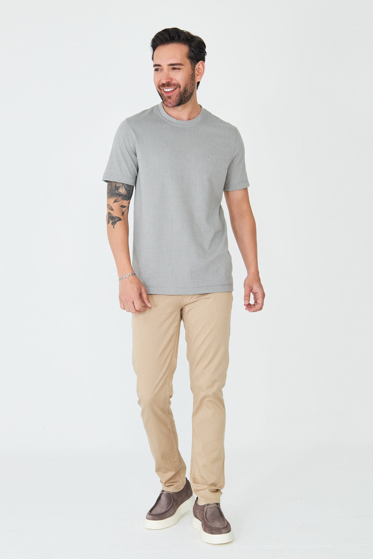 Koyu Bej Tencel Kumaş Yazlık Erkek Chino Pantolon