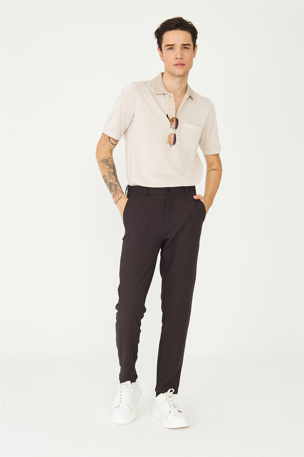 Kahverengi Modern Kesim Şık Form Smart Casual Pantolon