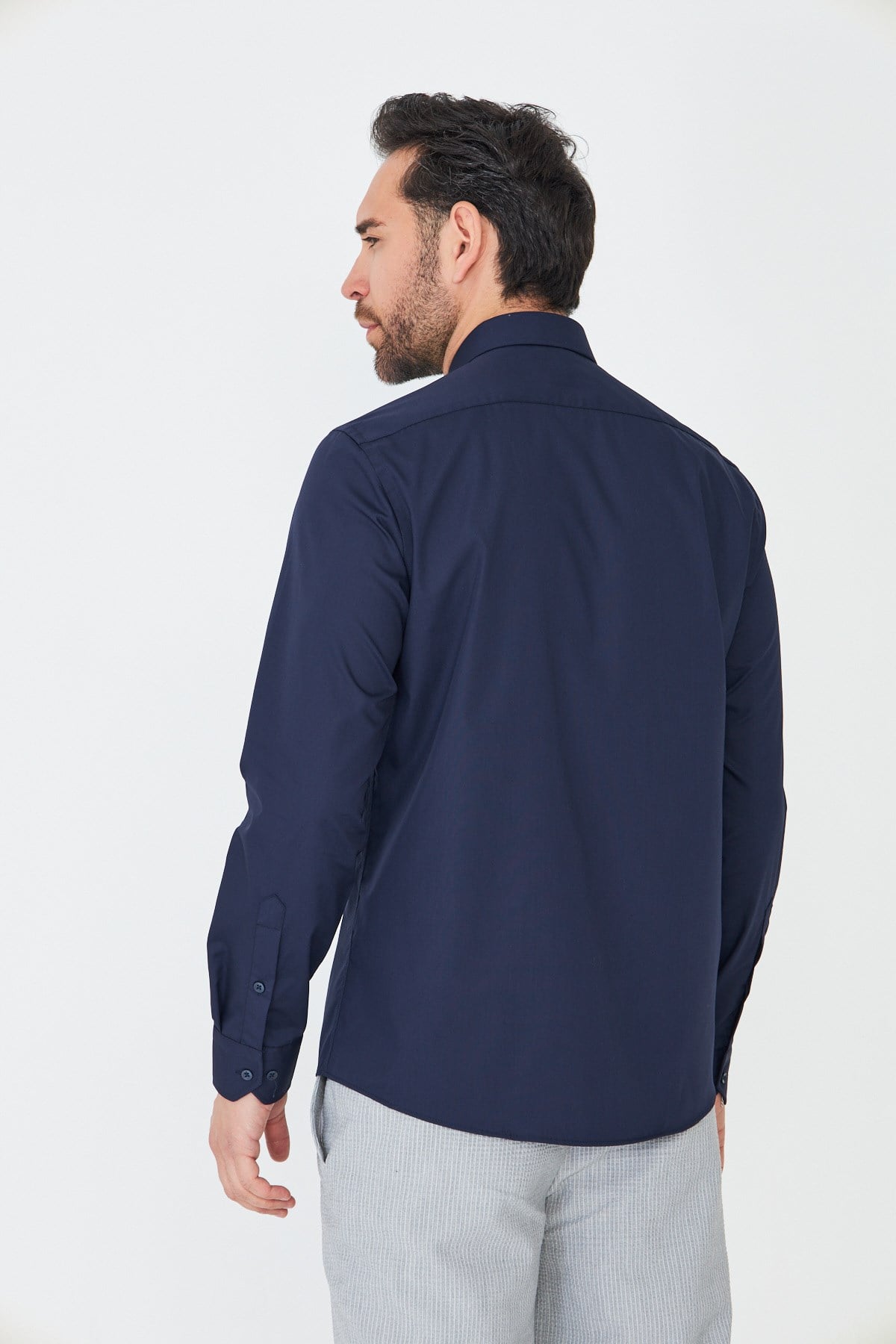 Lacivert Dynamic Fit Uzun Kollu Erkek Gömlek