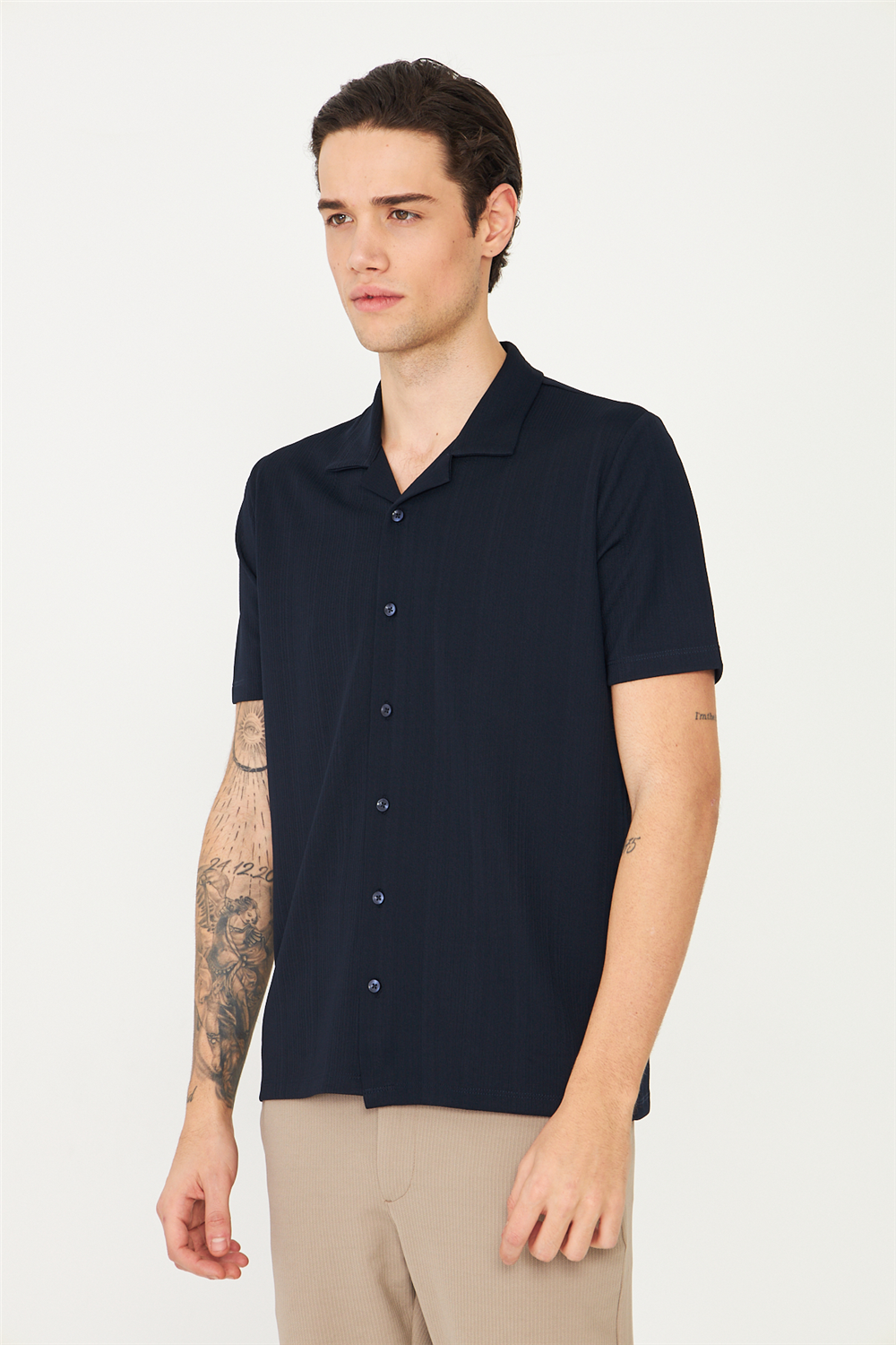 Lacivert Gömlek T-Shirt 