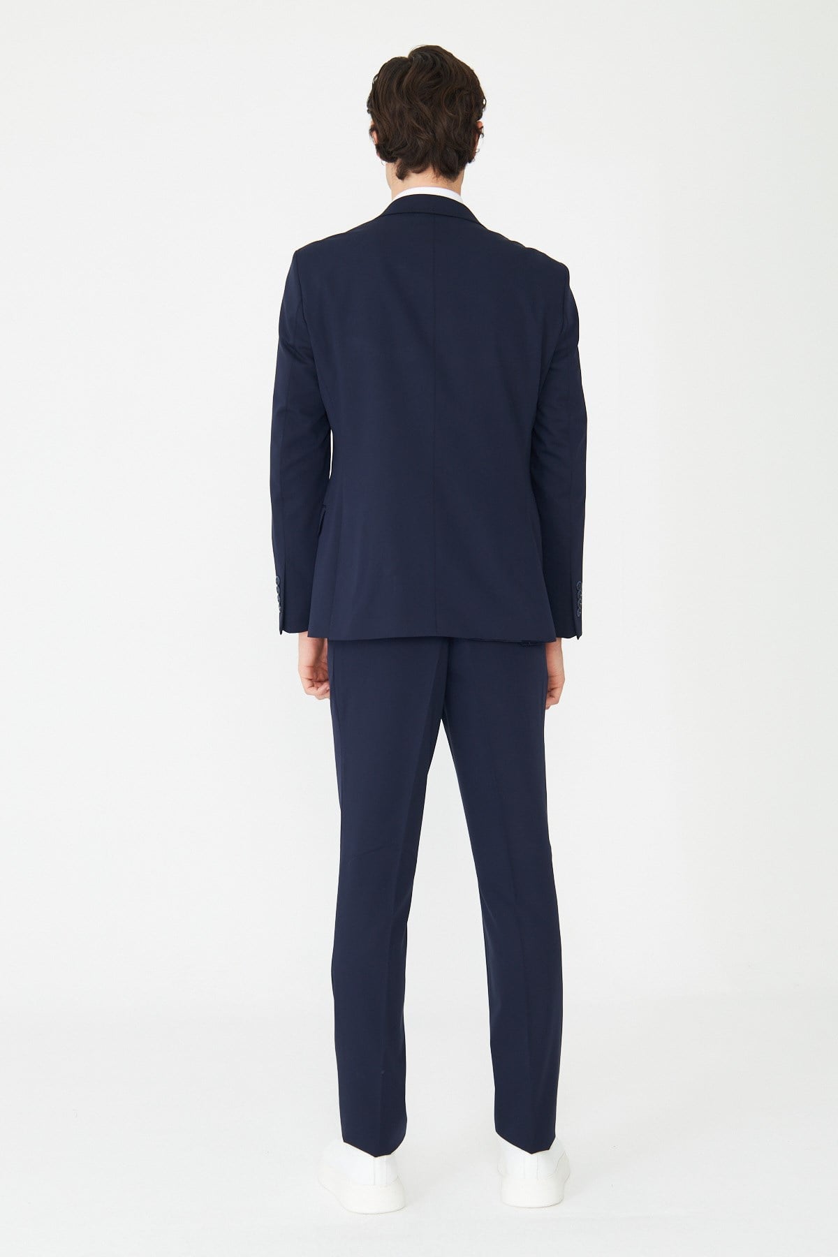 Lacivert Klasik Yaka Modern Slim Fit Yelekli Takım Elbise