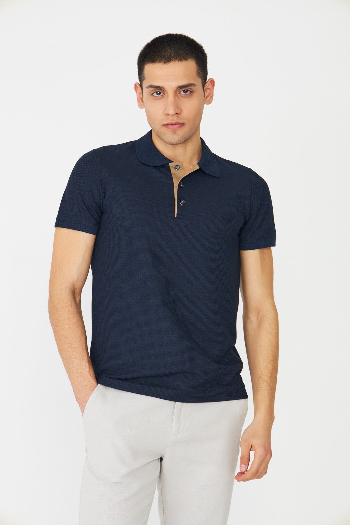 Lacivert Modern Kesim Polo Yaka Erkek T-Shirt