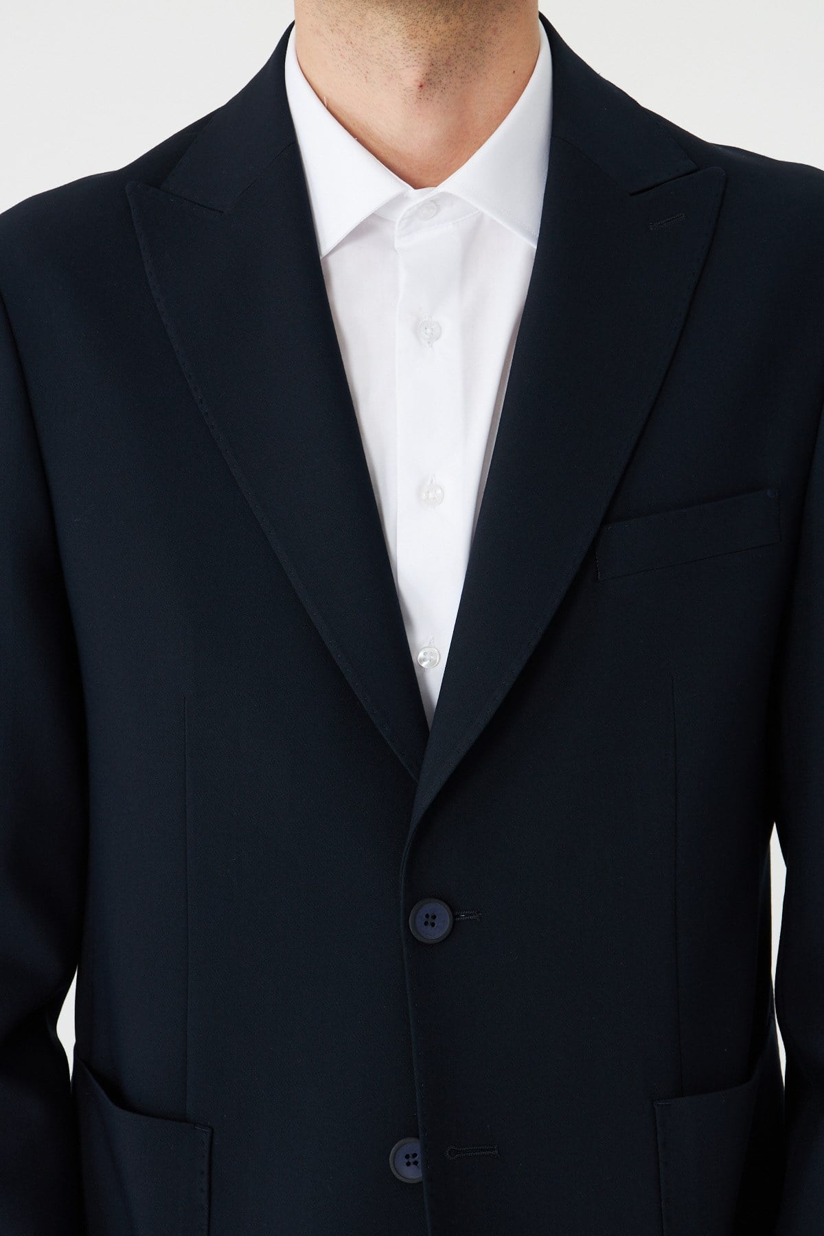 Lacivert Modern Slim Fit Düz Kumaş Klasik Kesim Takım Elbise