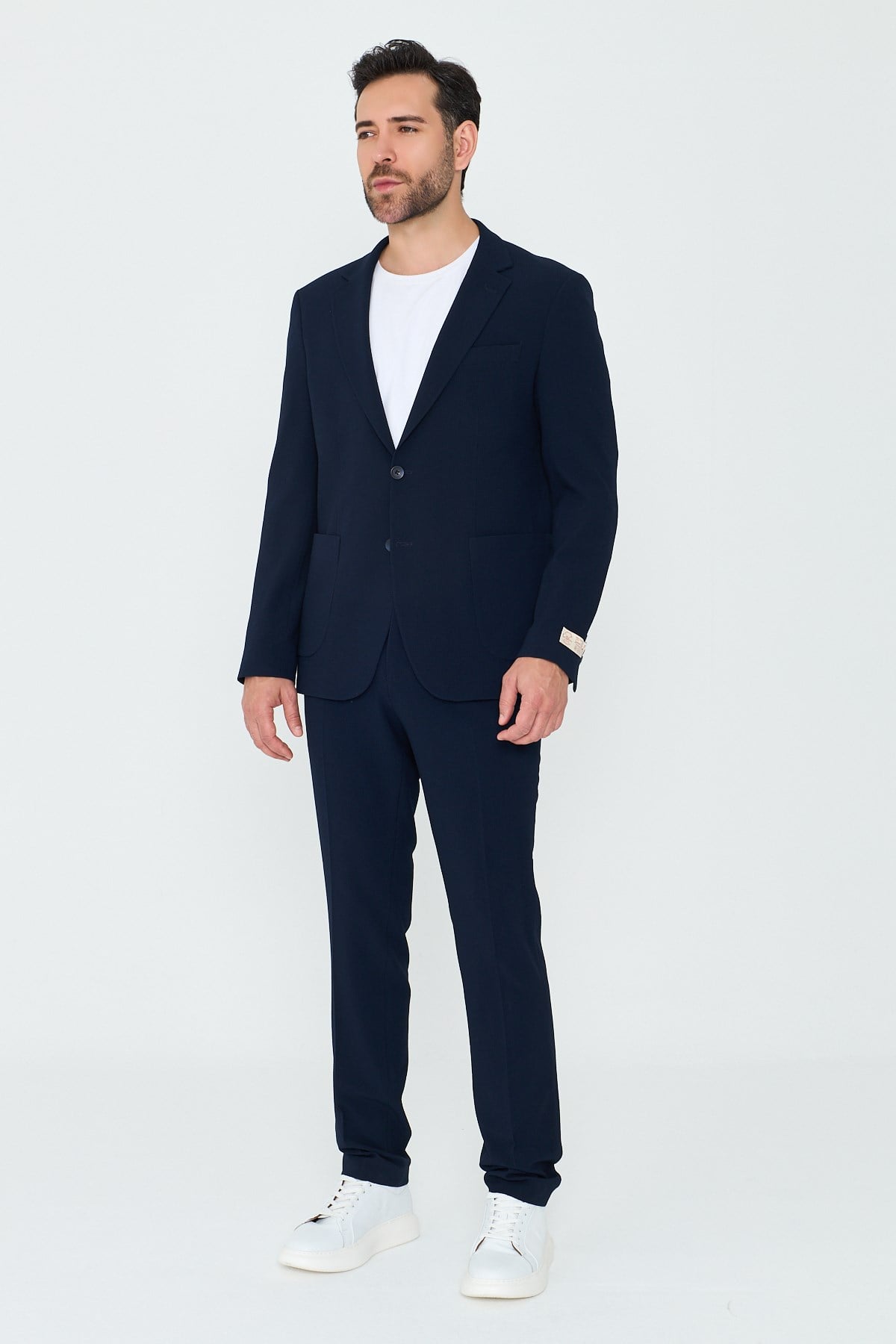 Lacivert Mono Yaka 6 Drop Regular Fit Jogger Takım Elbise