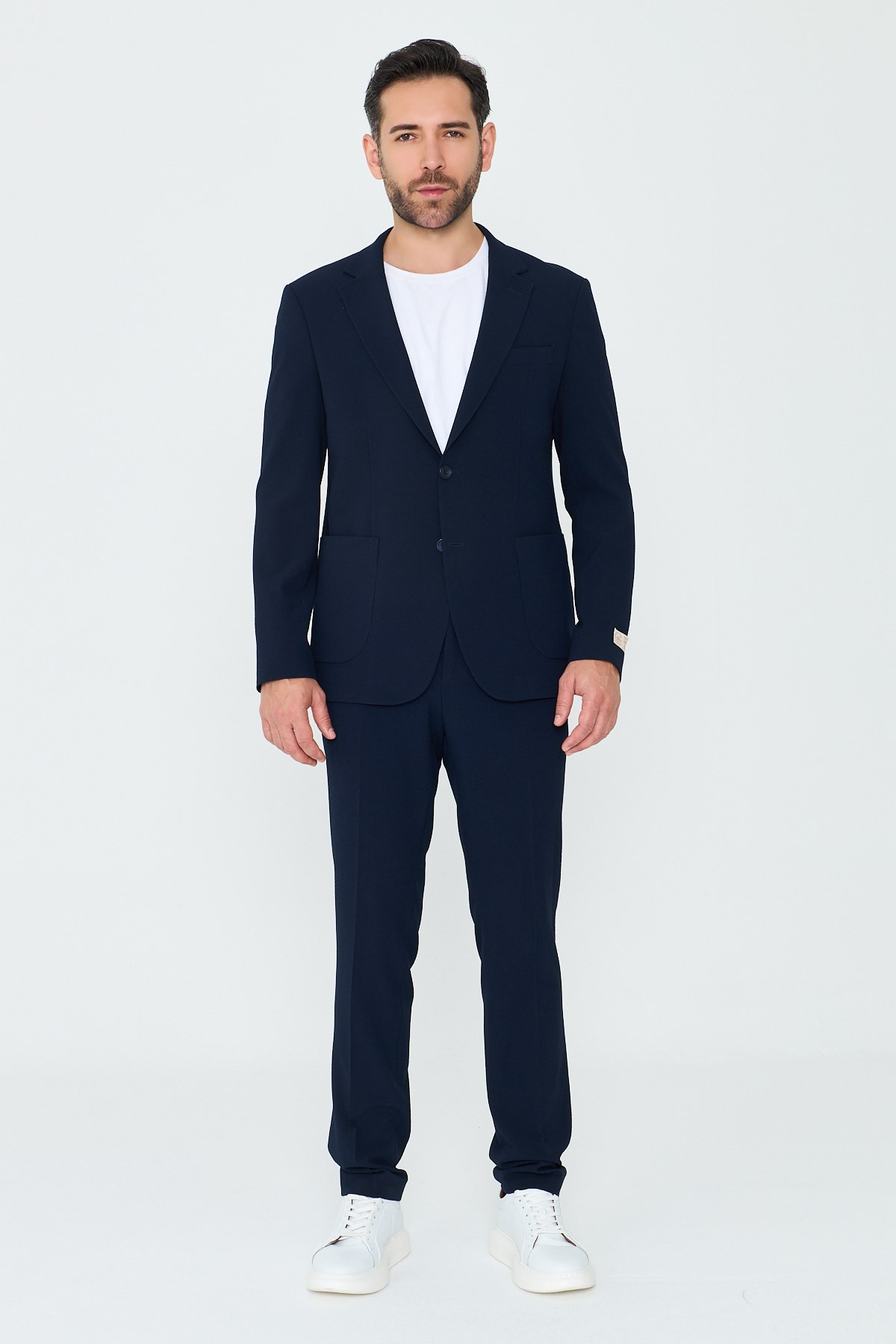 Lacivert Mono Yaka 6 Drop Regular Fit Jogger Takım Elbise