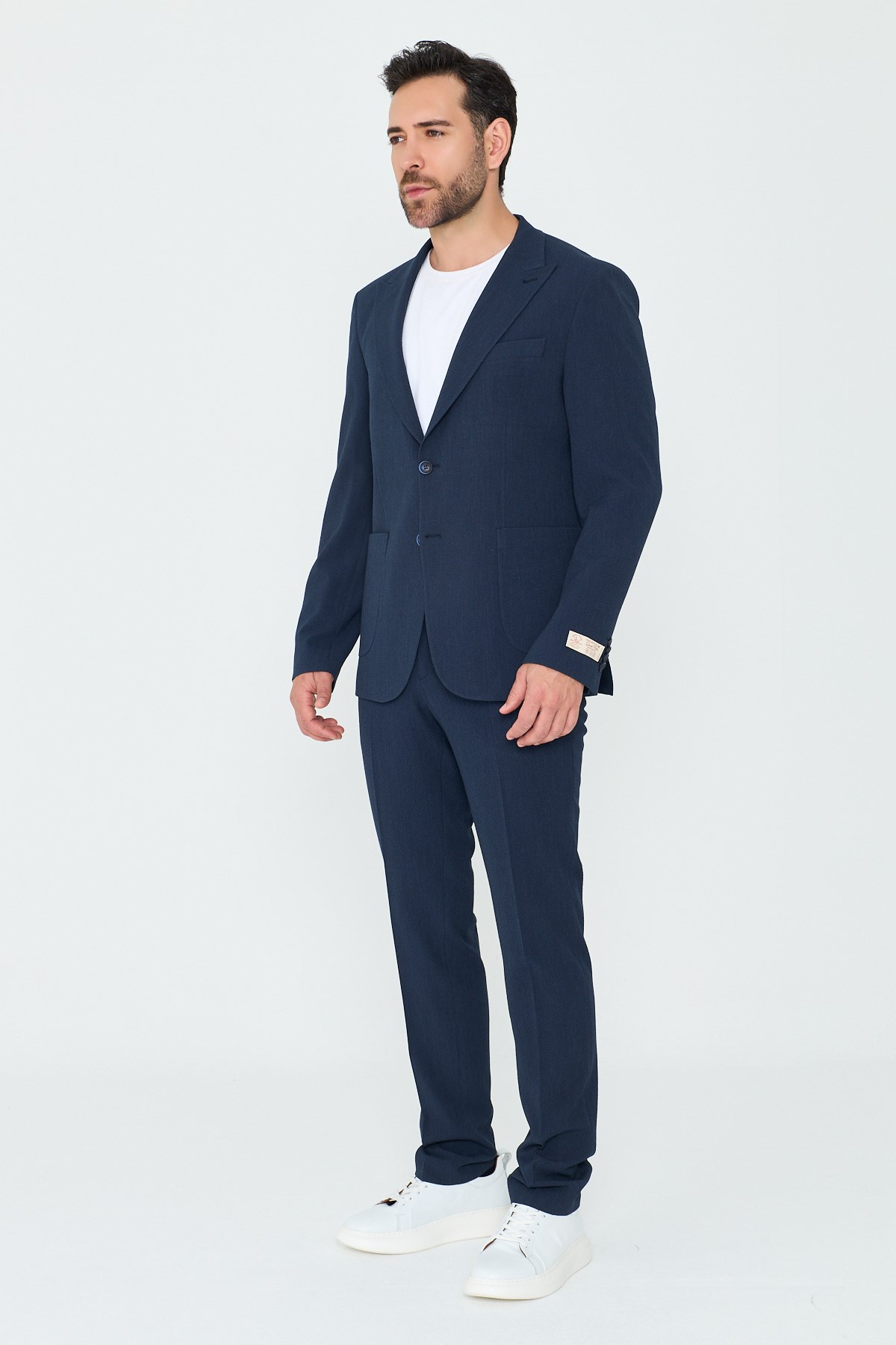 Lacivert Sivri Yaka 6 Drop Regular Fit Erkek Günlük Takım Elbise