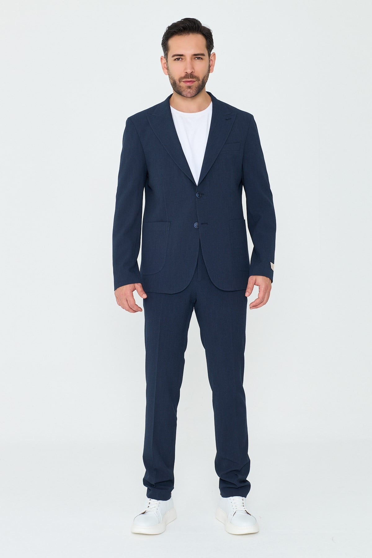 Lacivert Sivri Yaka 6 Drop Regular Fit Erkek Günlük Takım Elbise