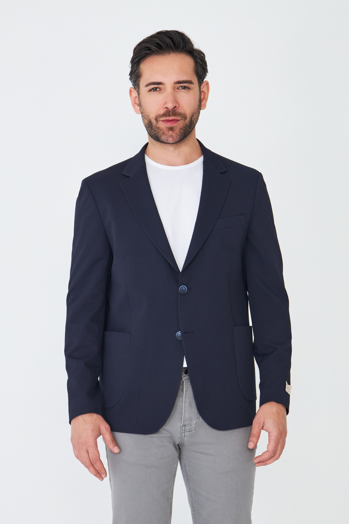 Lacivert Slim Fit Blazer Erkek Ceket