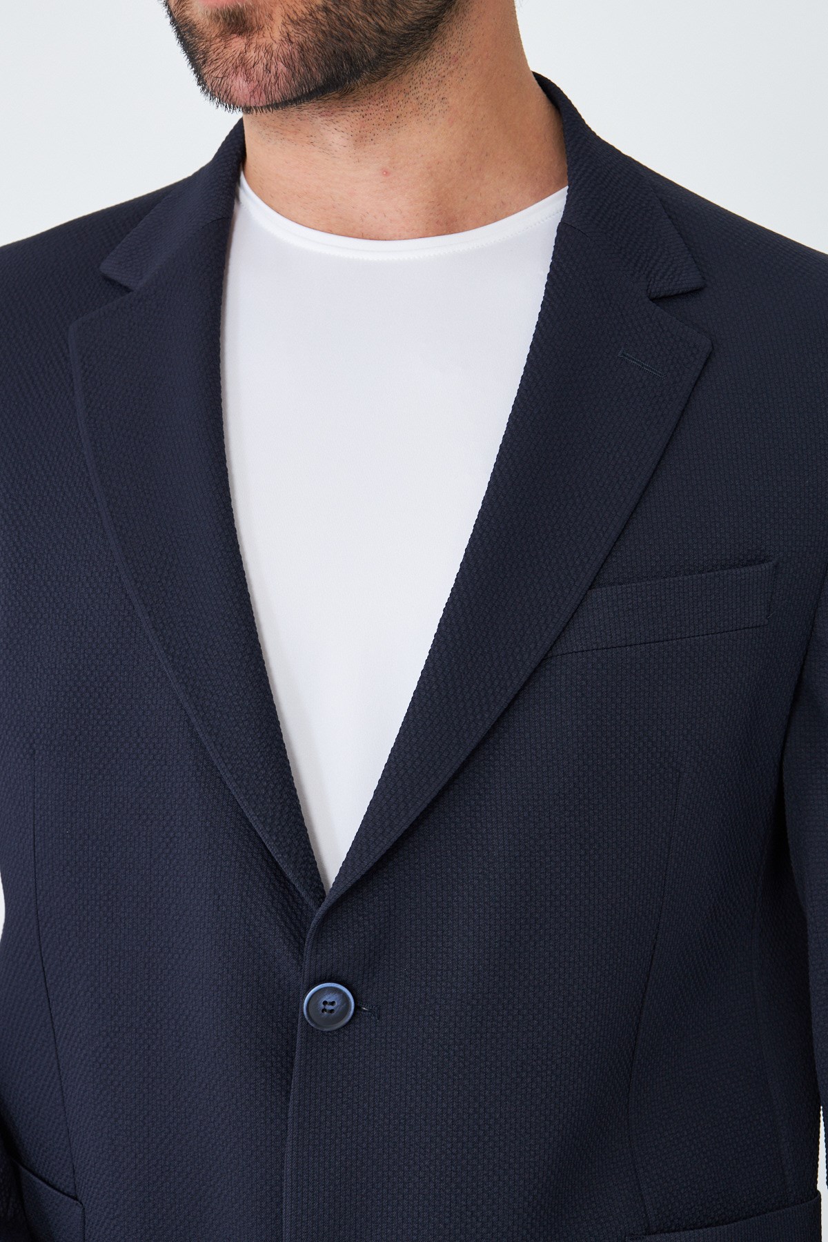 Lacivert Slim Fit Blazer Erkek Ceket