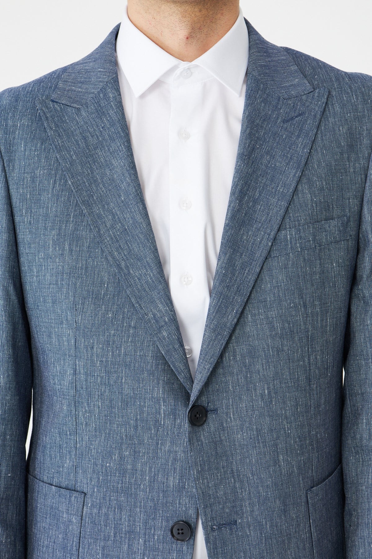 Mavi Dokulu Yazlık Modern Slim Fit Takım Elbise