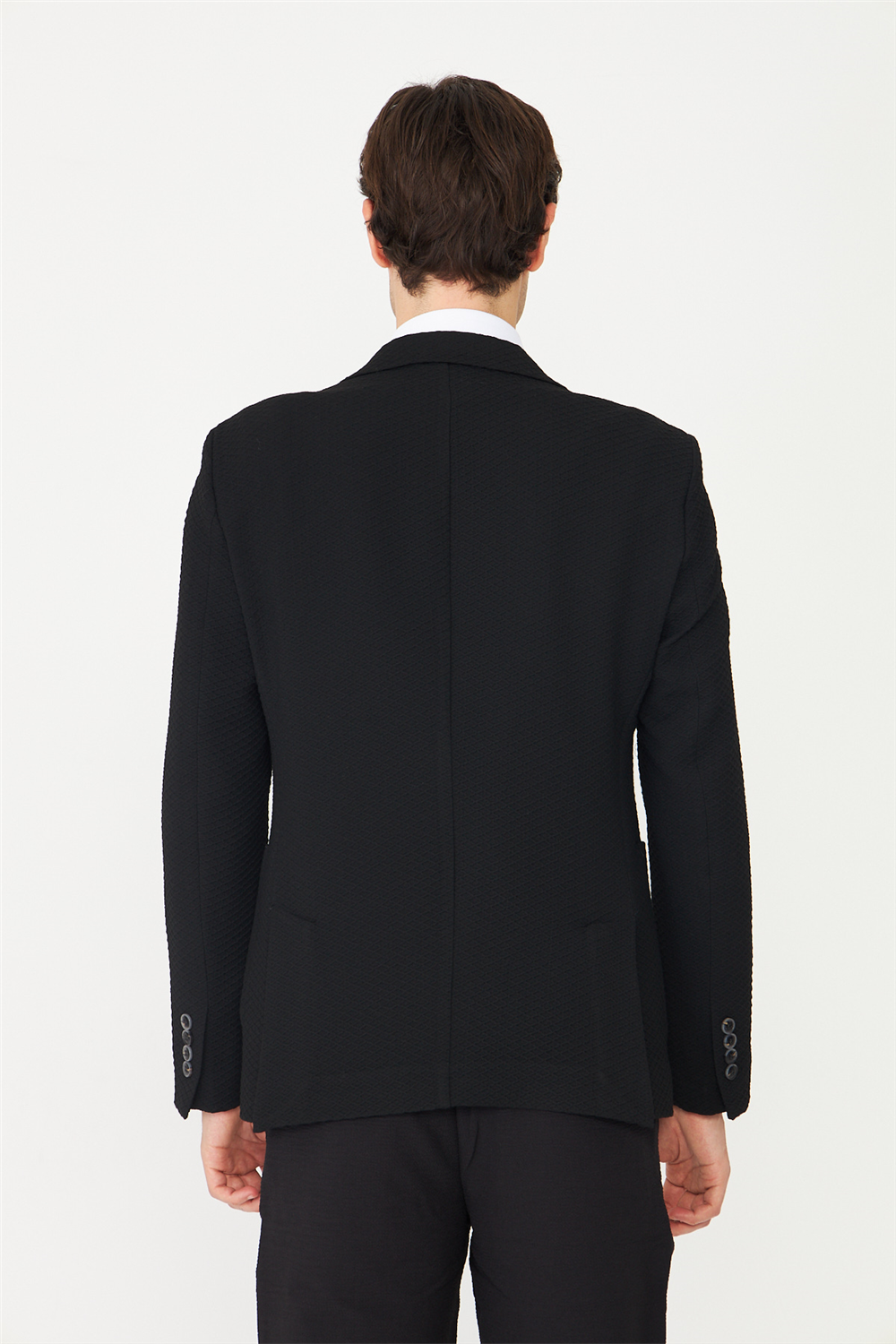 Siyah Hafif Desenli Blazer Ceket