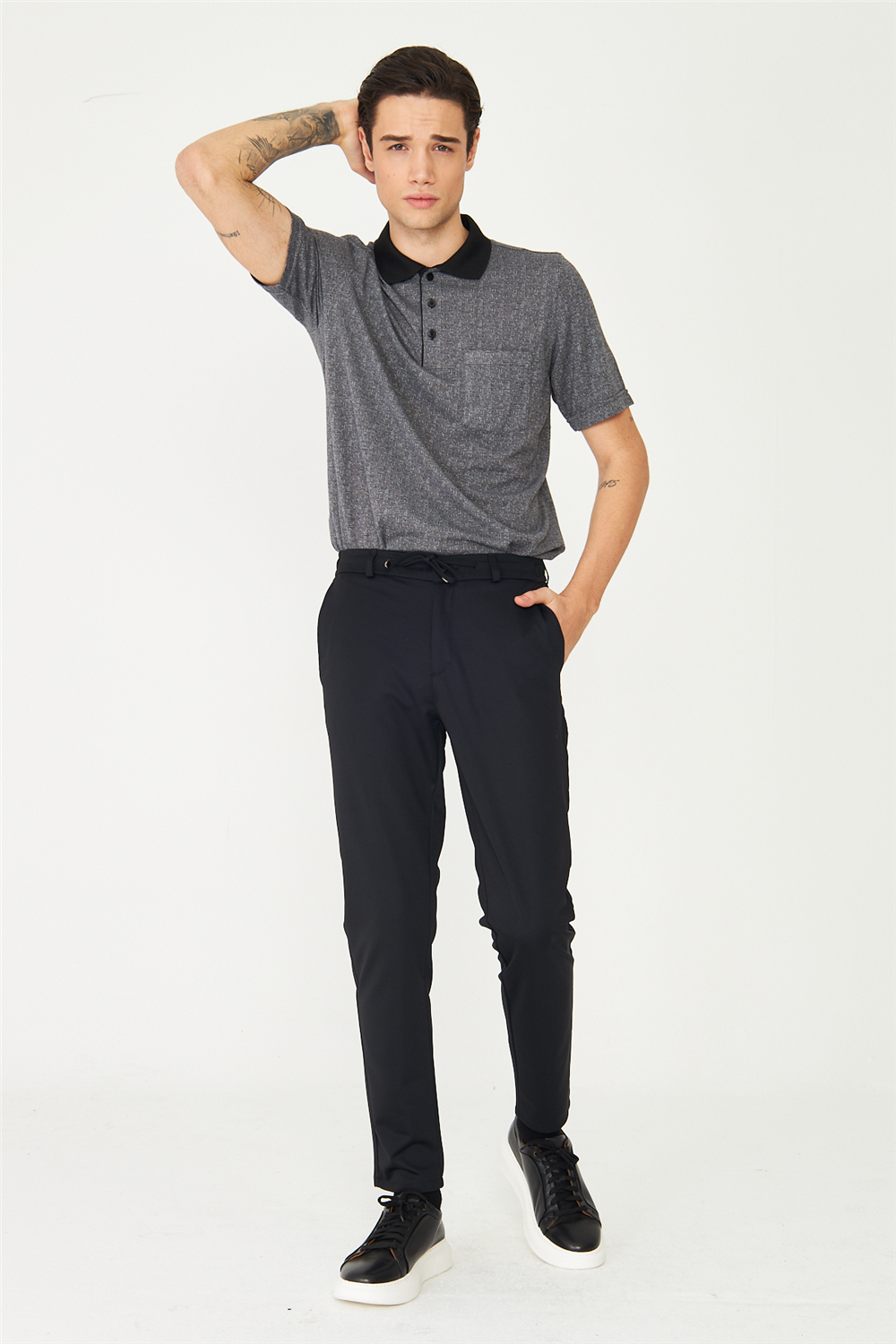 Siyah Modern Kesim Minimal Form Smart Casual Pantolon