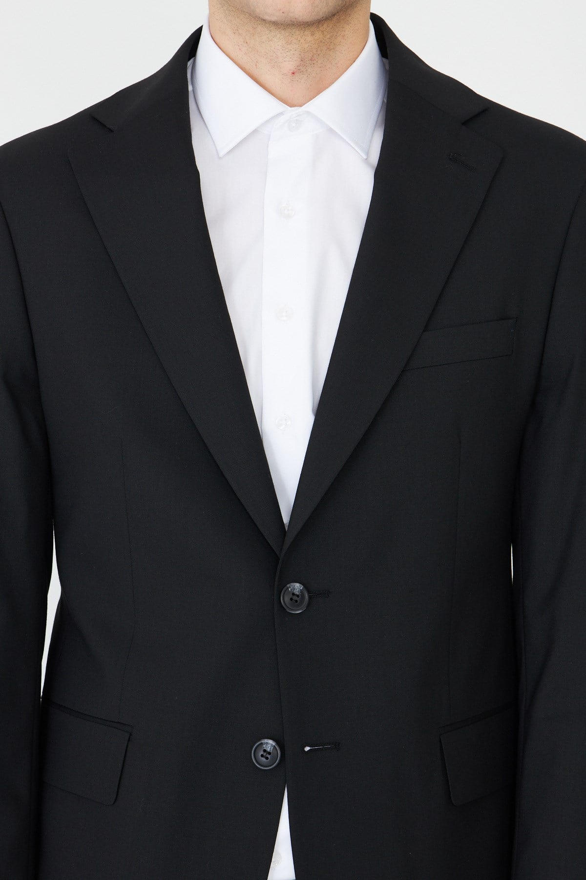 Siyah Modern Slim Fit Dokulu Kumaş Klasik Yaka Takım Elbise