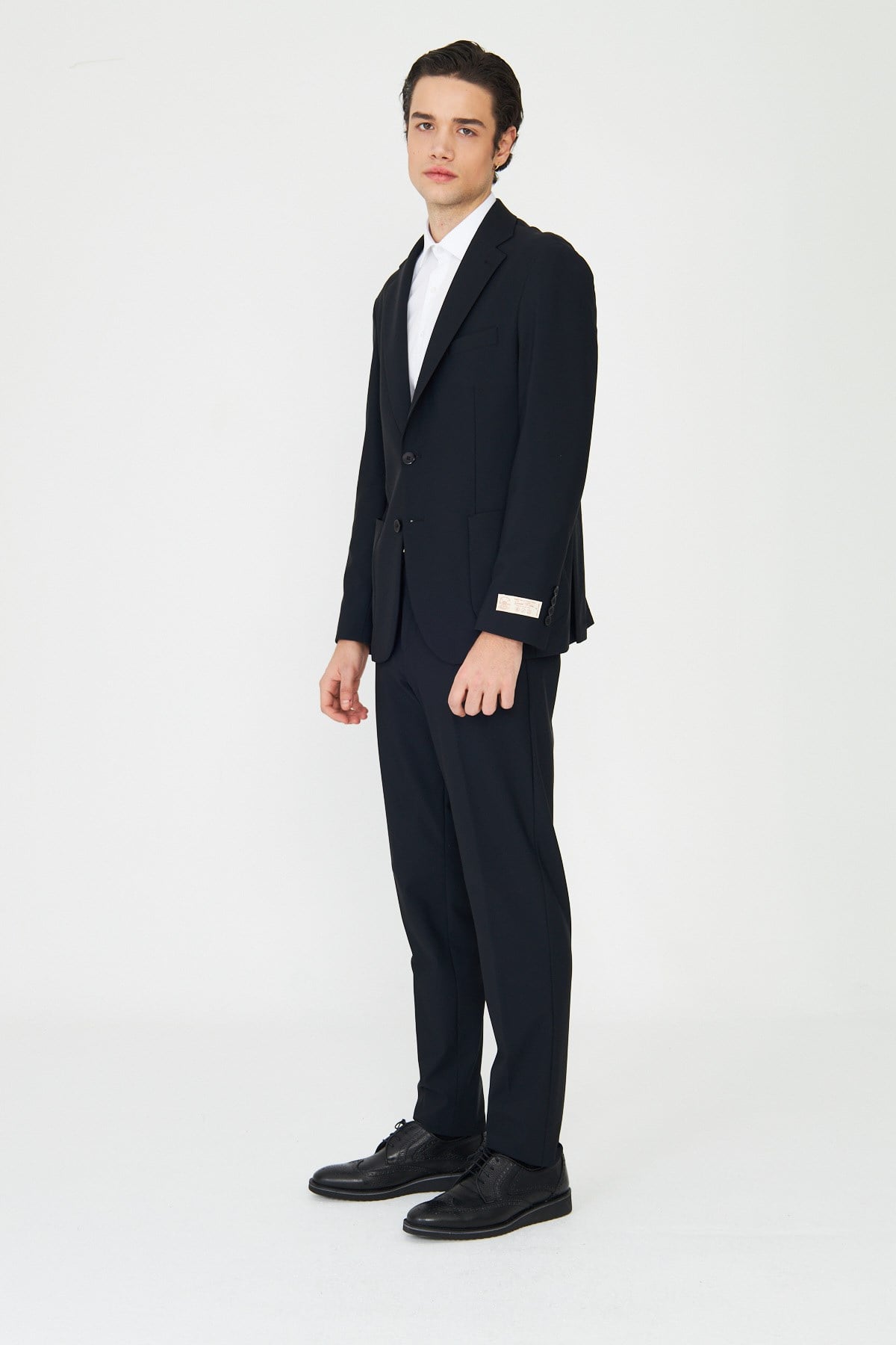 Siyah Modern Slim Fit Düz Kumaş Klasik Kesim Takım Elbise