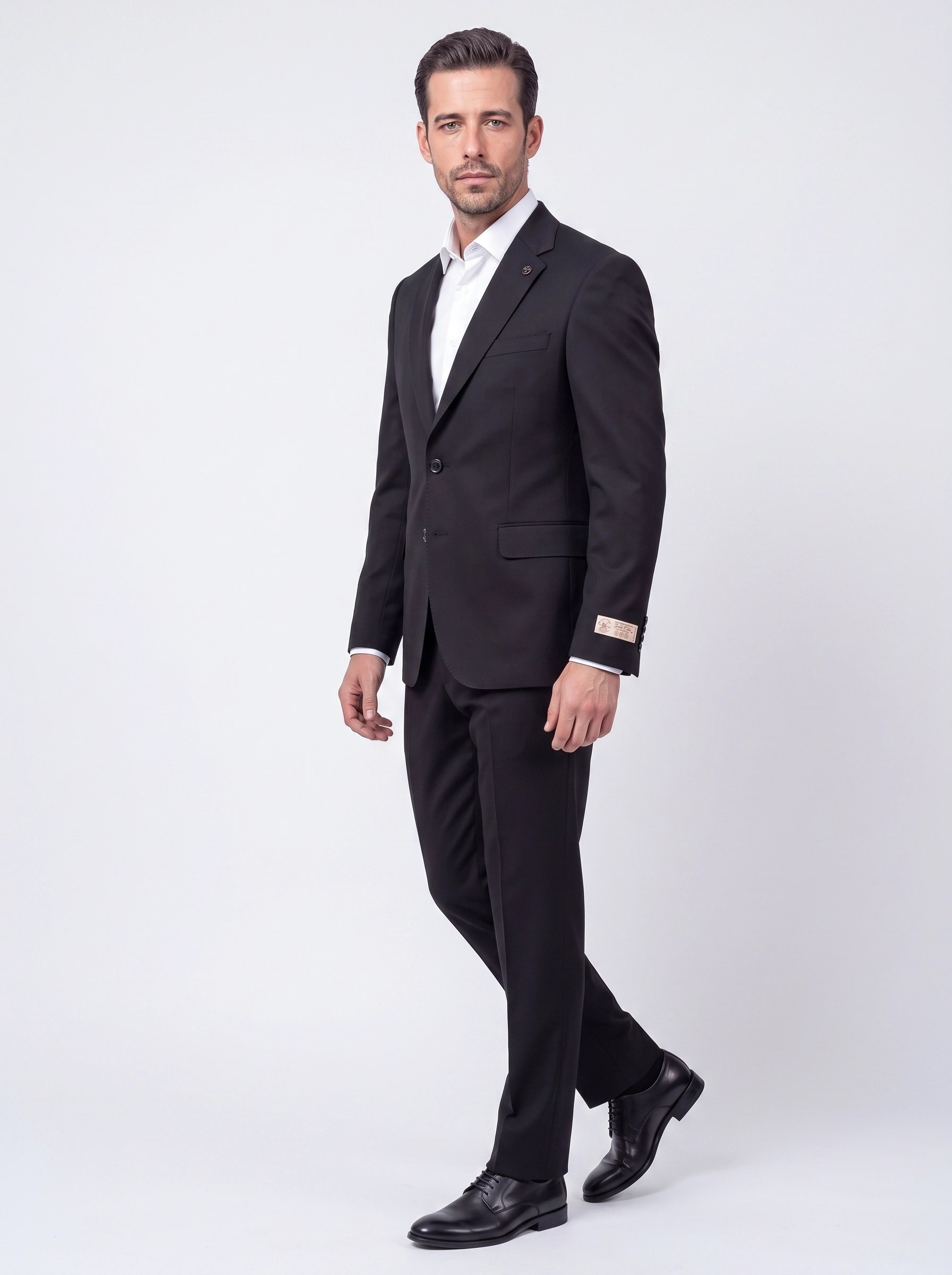 Siyah Mono Yaka 4 Drop Regular Fit Günlük Takım Elbise