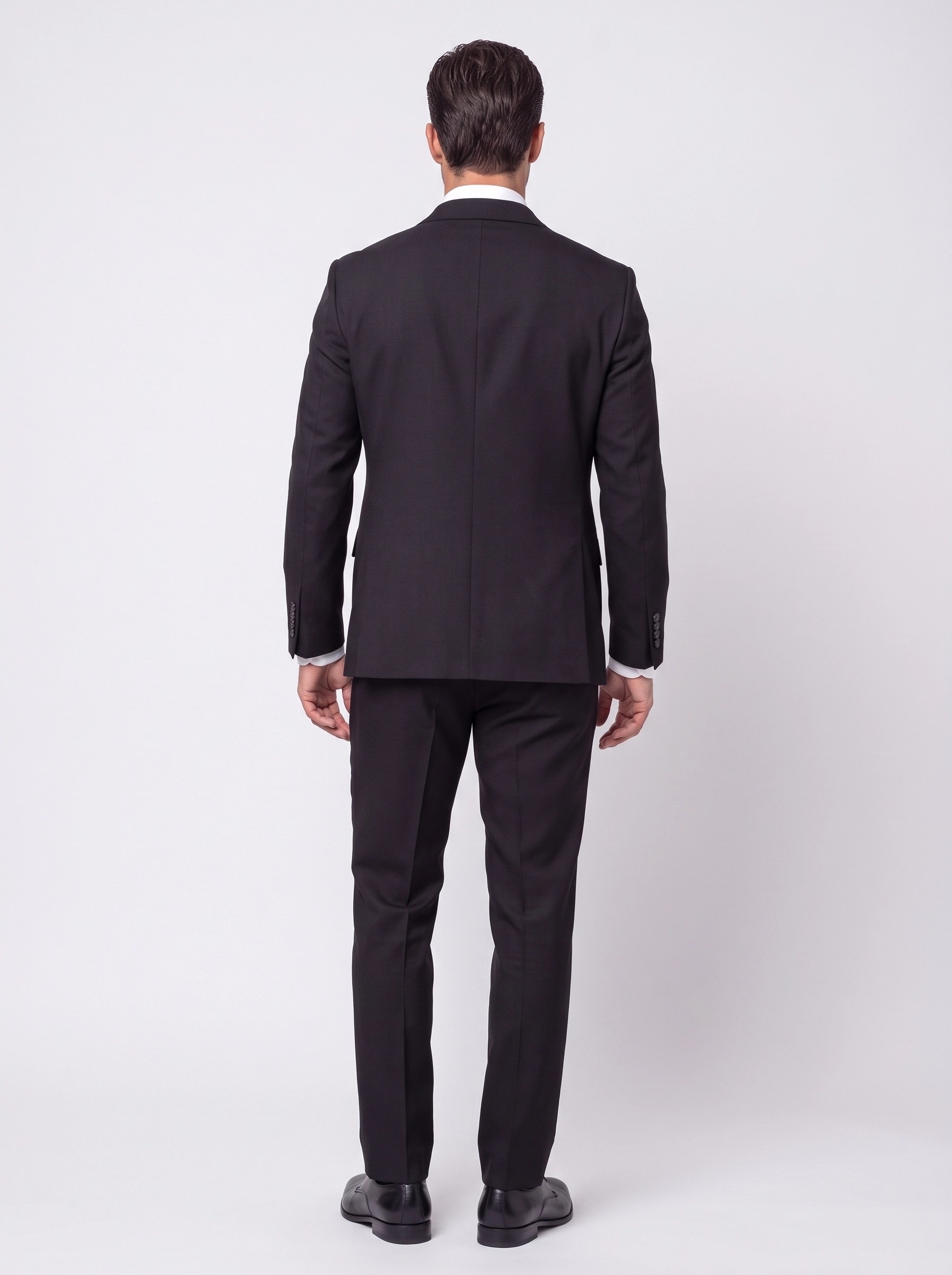 Siyah Regular Fit 4 Drop Mikro Desenli Mono Yaka Erkek Takım Elbise
