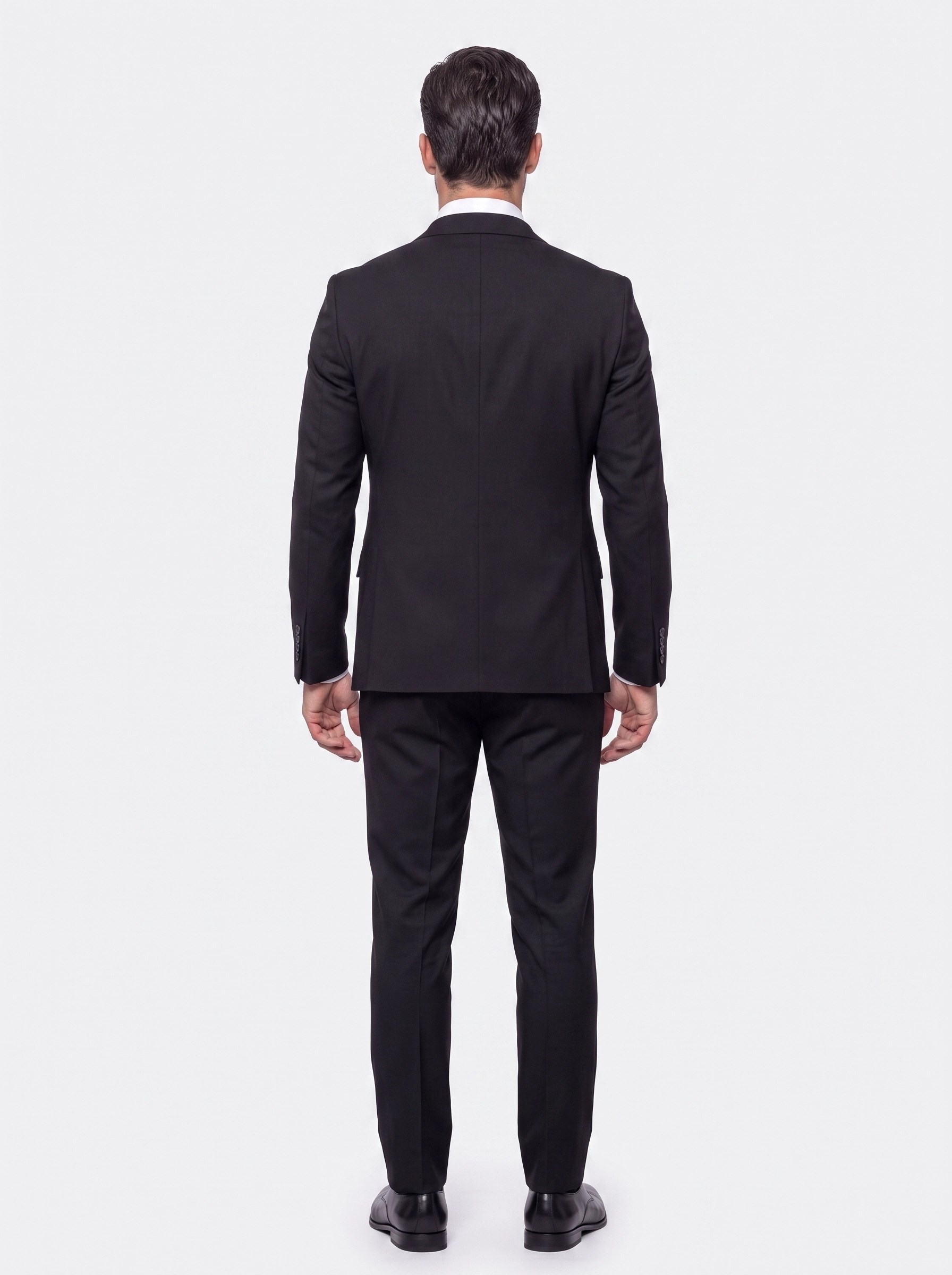 Siyah Sivri Yaka 6 Drop Regular Fit Yelekli Erkek Takım Elbise