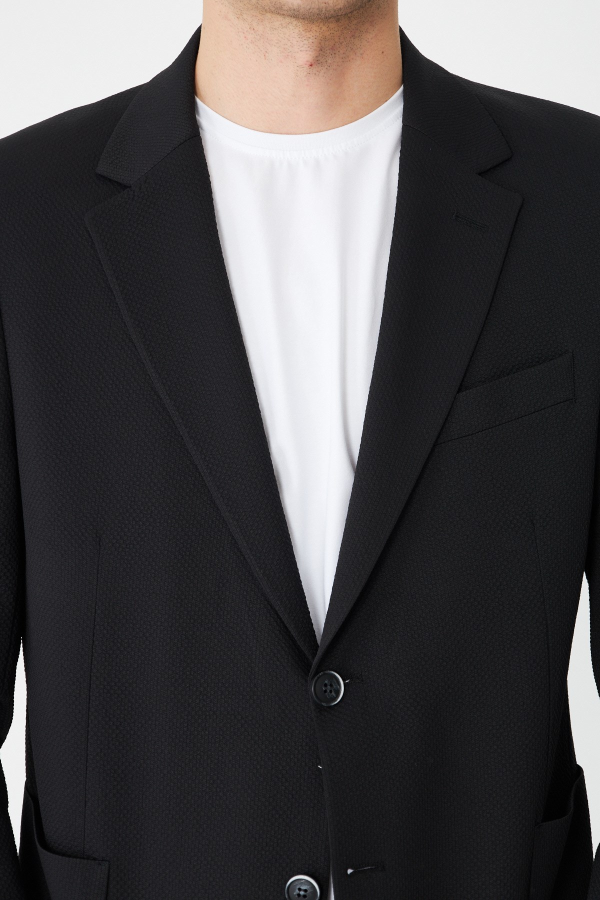 Siyah Slim Fit Klasik Yaka Erkek Spor Blazer Ceket