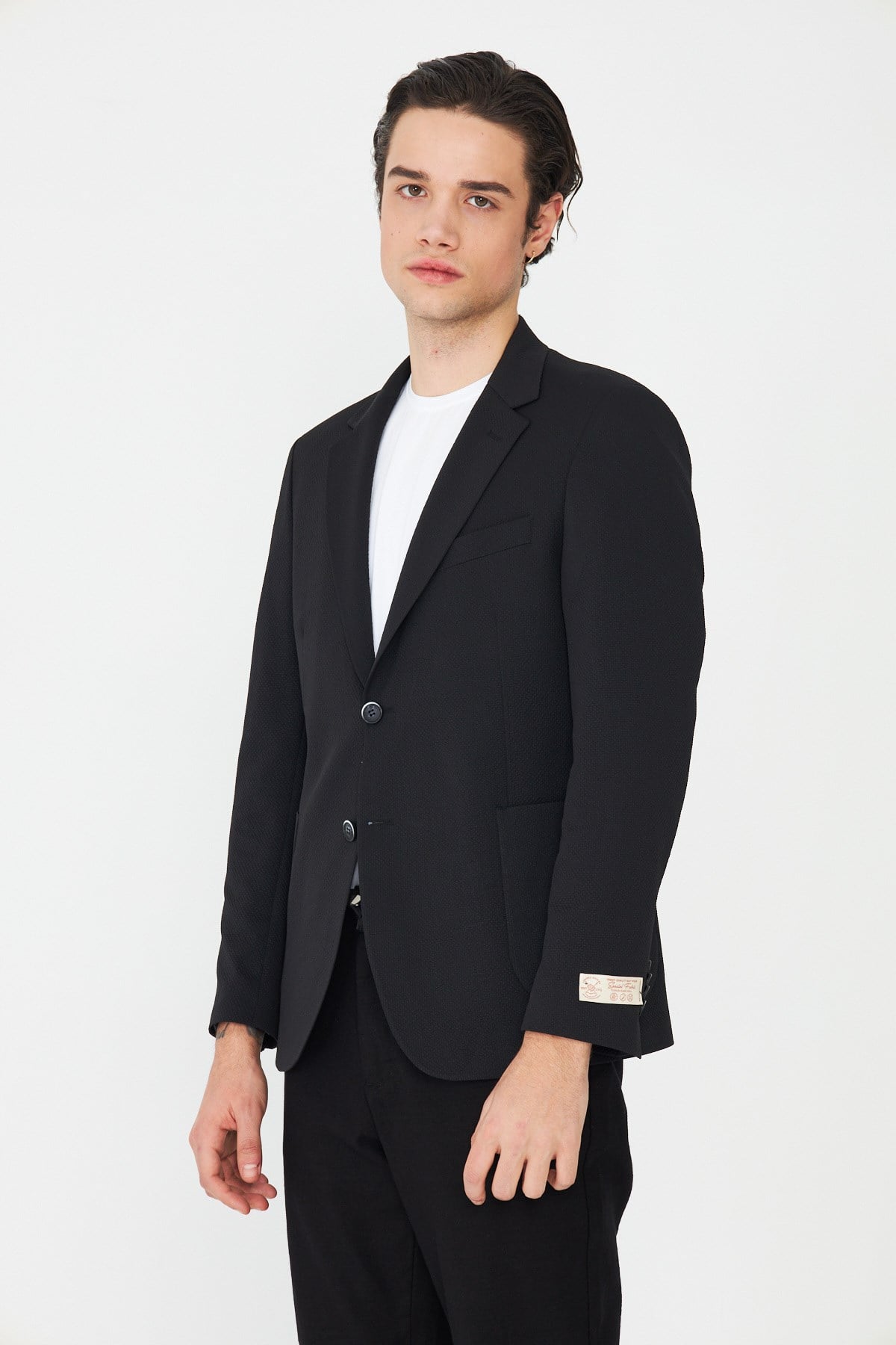 Siyah Slim Fit Klasik Yaka Erkek Spor Blazer Ceket