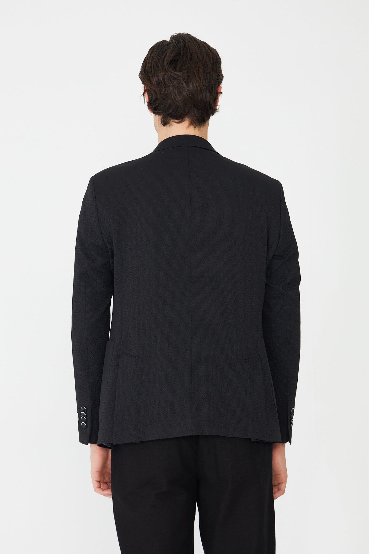 Siyah Slim Fit Klasik Yaka Erkek Spor Blazer Ceket