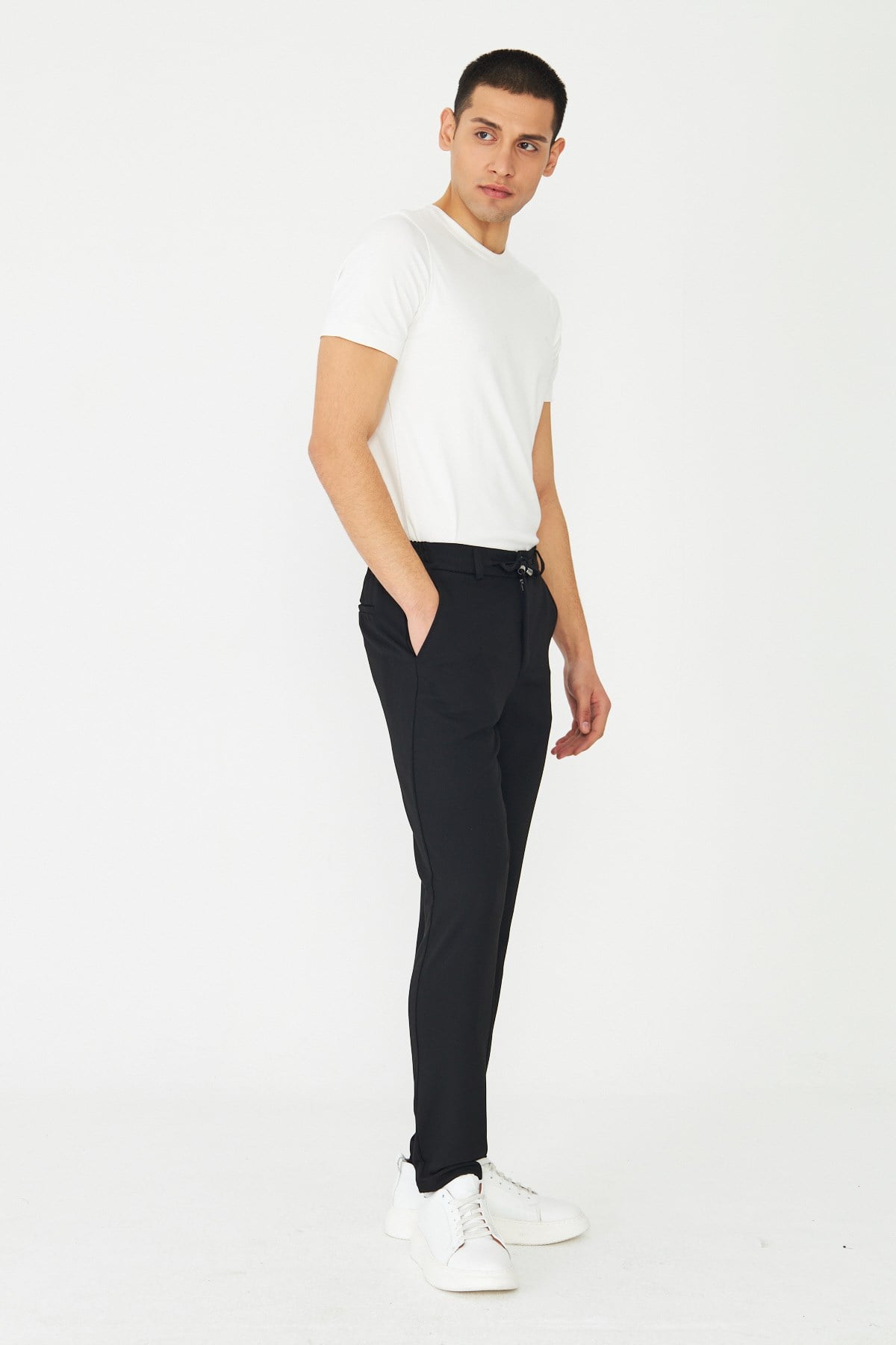 Siyah Smart Casual Modern Kesim Erkek Jogger Pantolon