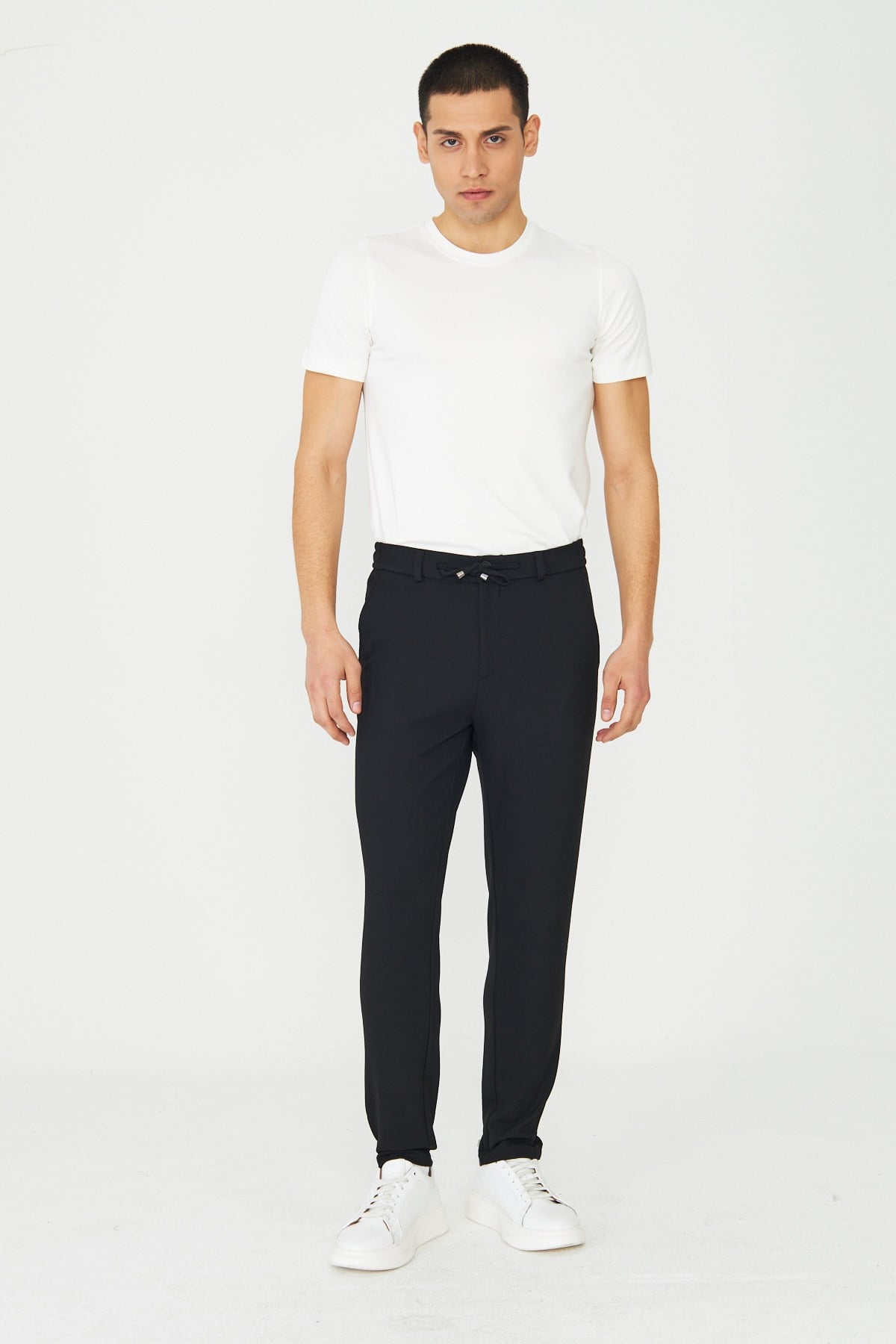 Siyah Smart Casual Modern Kesim Erkek Jogger Pantolon