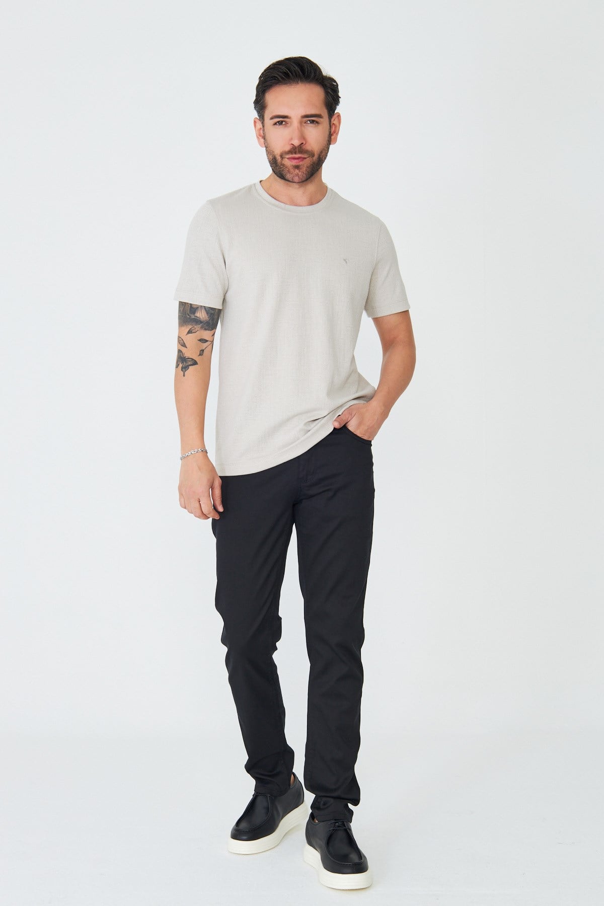 Siyah Tencel Kumaş Erkek Yazlık Chino Pantolon