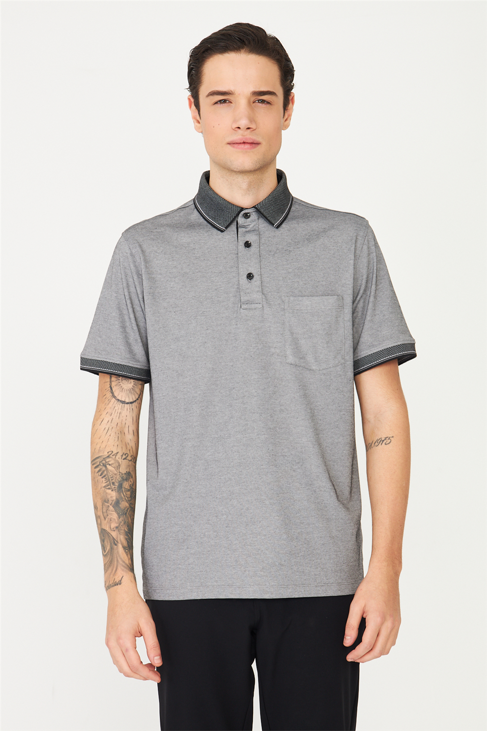 Siyah/Beyaz Polo Yaka T-Shirt 