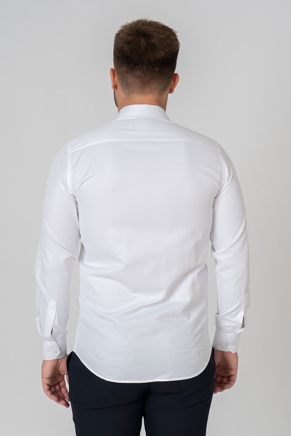 White Stone Verona G186 Pamuklu Regular Fit Düz Gömlek Beyaz