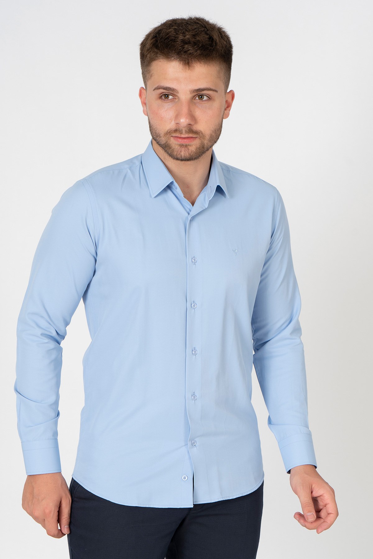 White Stone Verona G186 Pamuklu Regular Fit Düz Gömlek Okyanus Mavi