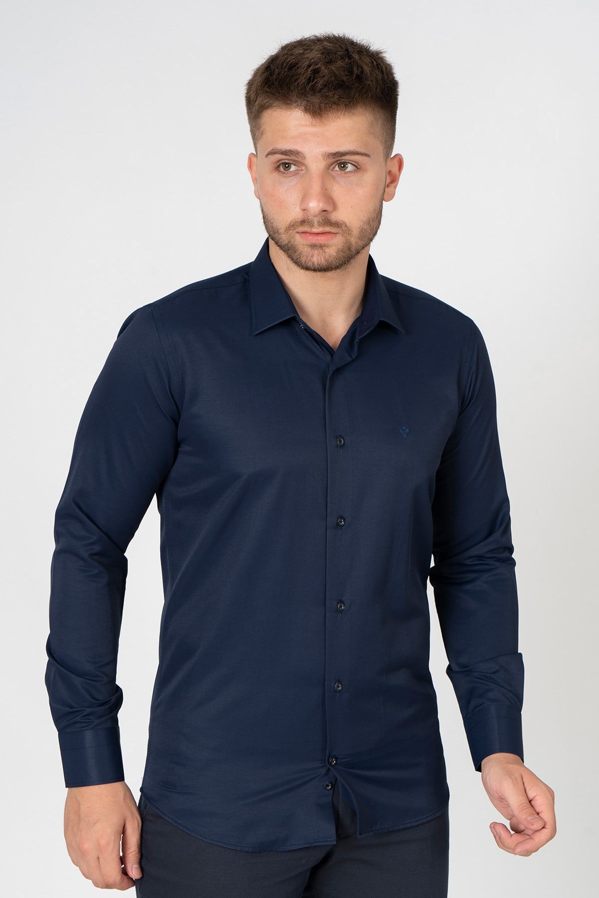 White Stone Verona G186 Pamuklu Regular Fit Düz Gömlek Laci