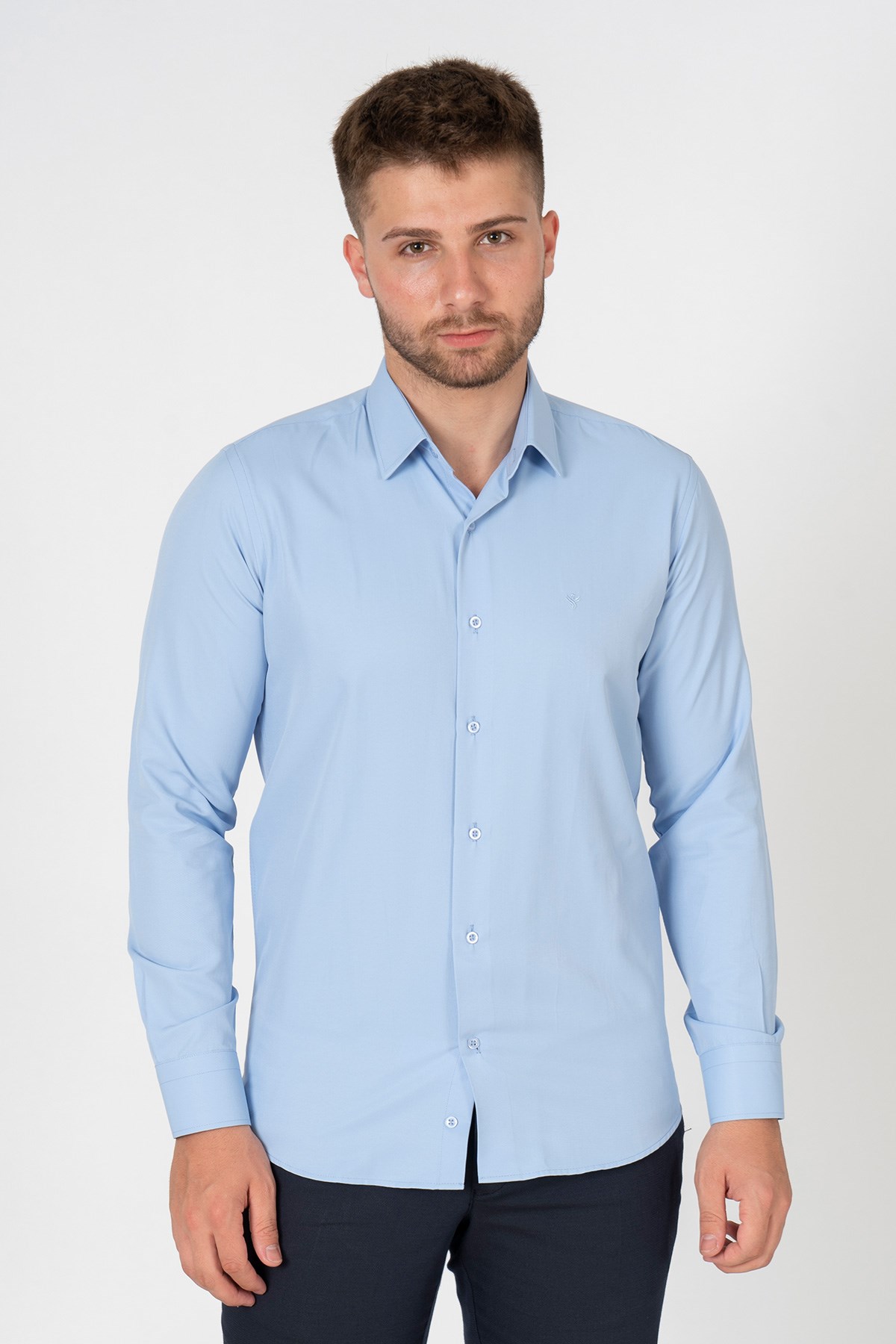 White Stone Verona G186 Pamuklu Regular Fit Düz Gömlek Okyanus Mavi