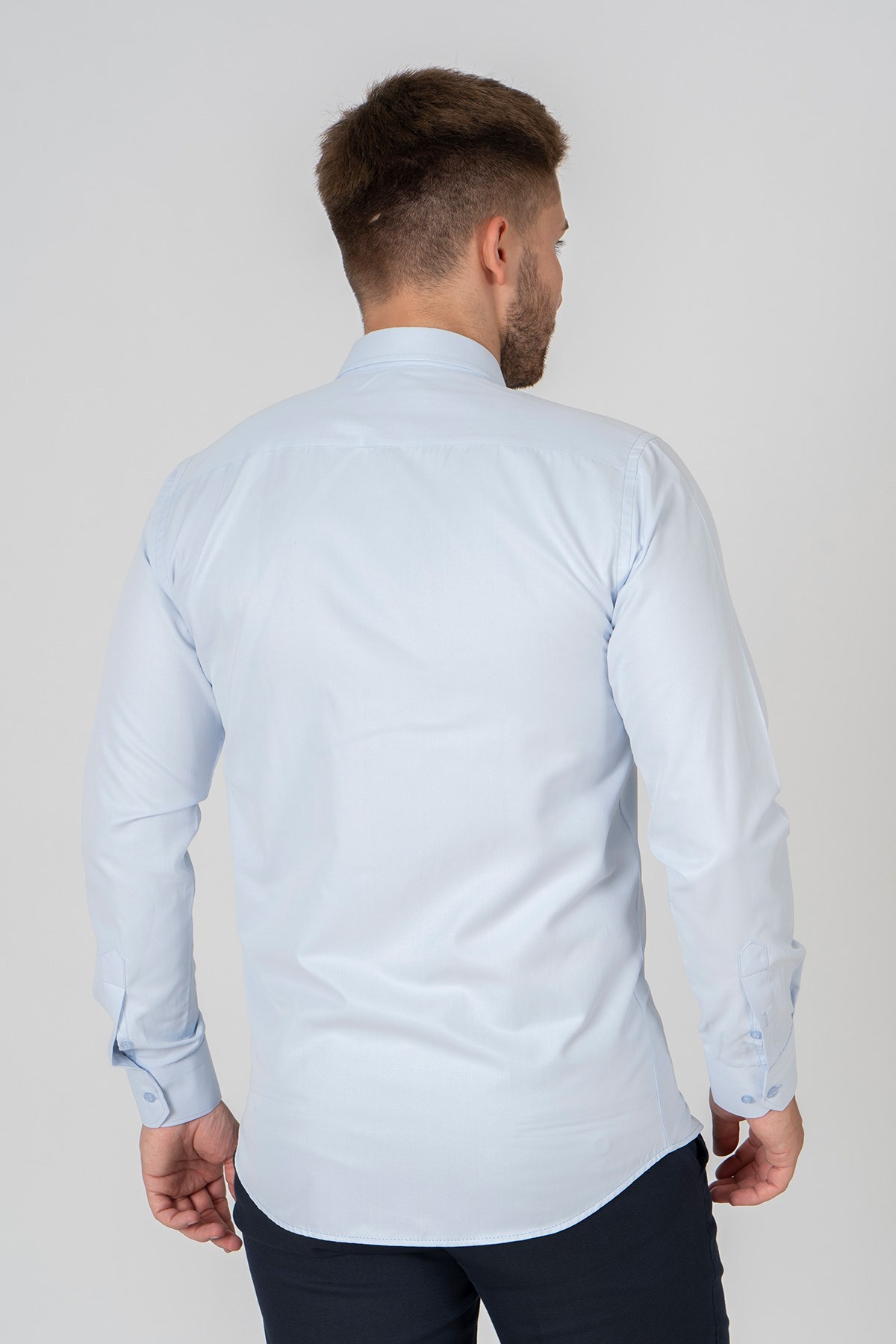 White Stone Verona G186  Pamuklu Regular Fit Düz Gömlek Buz Mavisi
