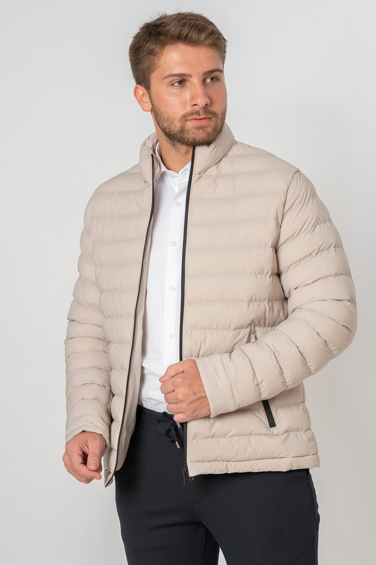 White Stone Rosenborg 9666 Slim Fİt Kaban  Taş