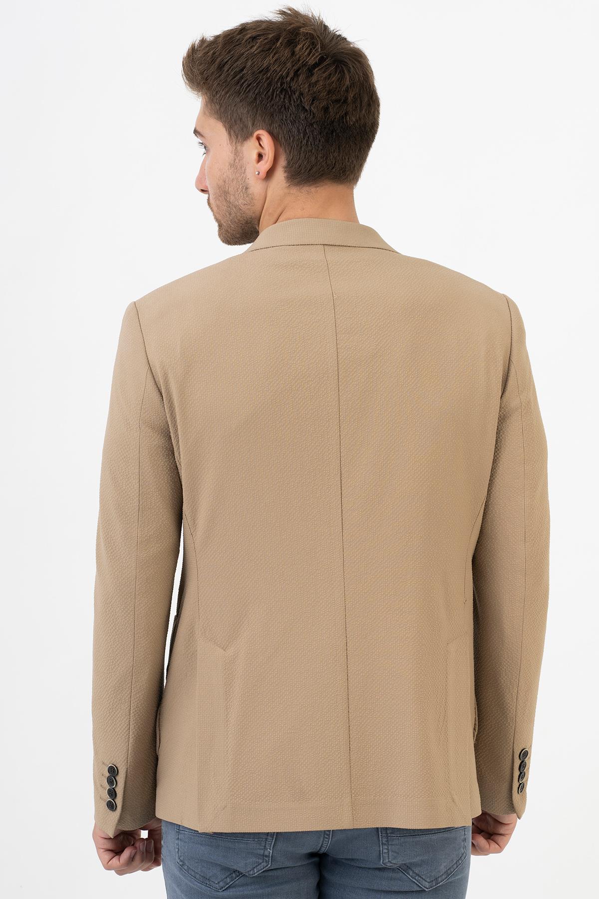 White Stone Puebla C189 Regular Fit 6 Drop Likralı Ceket Bej